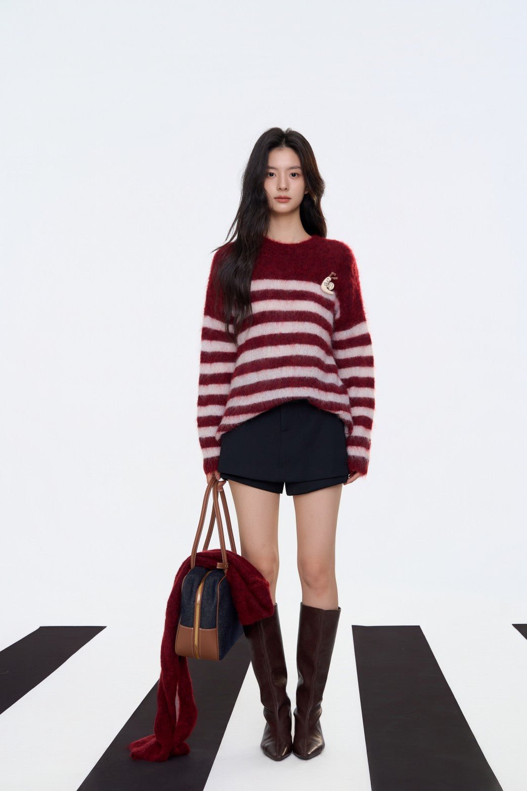 AIMME SPARROW Striped Snail Sweater In Red | MADAX