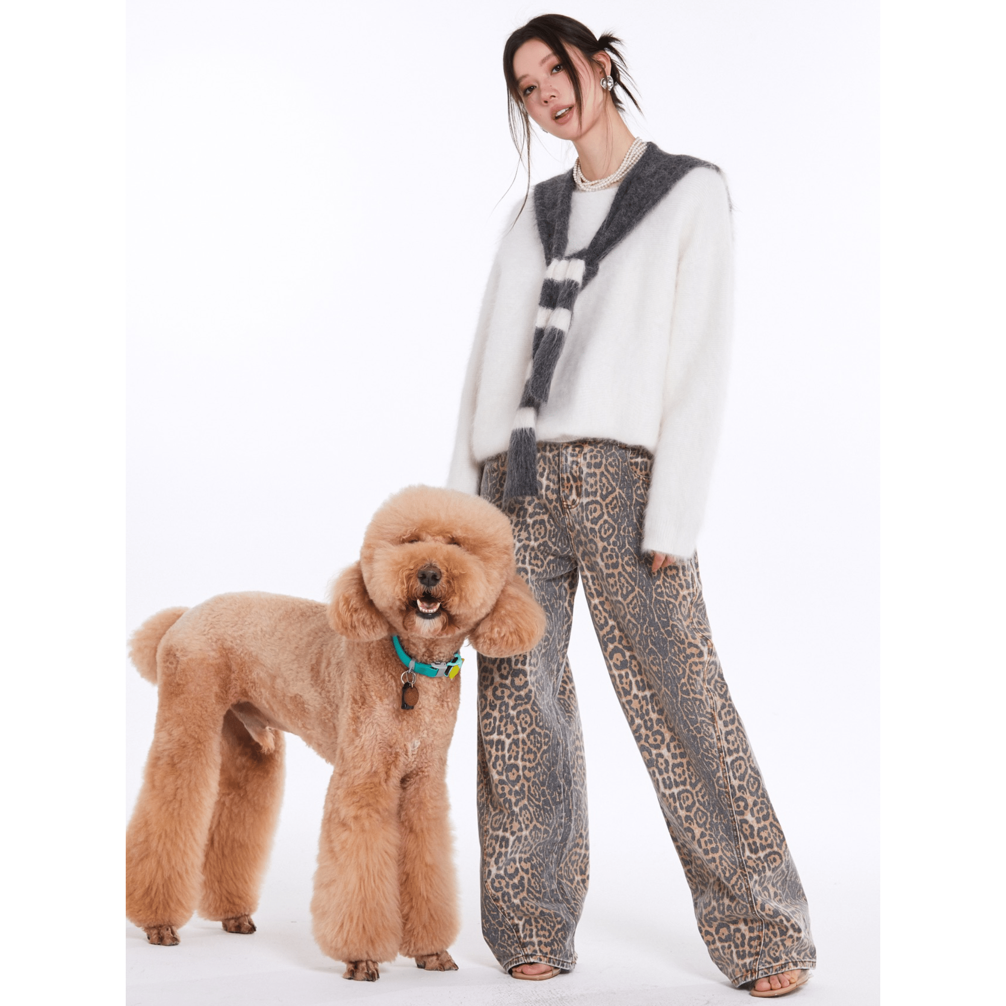 AIMME SPARROW Striped True Two - Piece Alpaca Sweater in White | MADAX