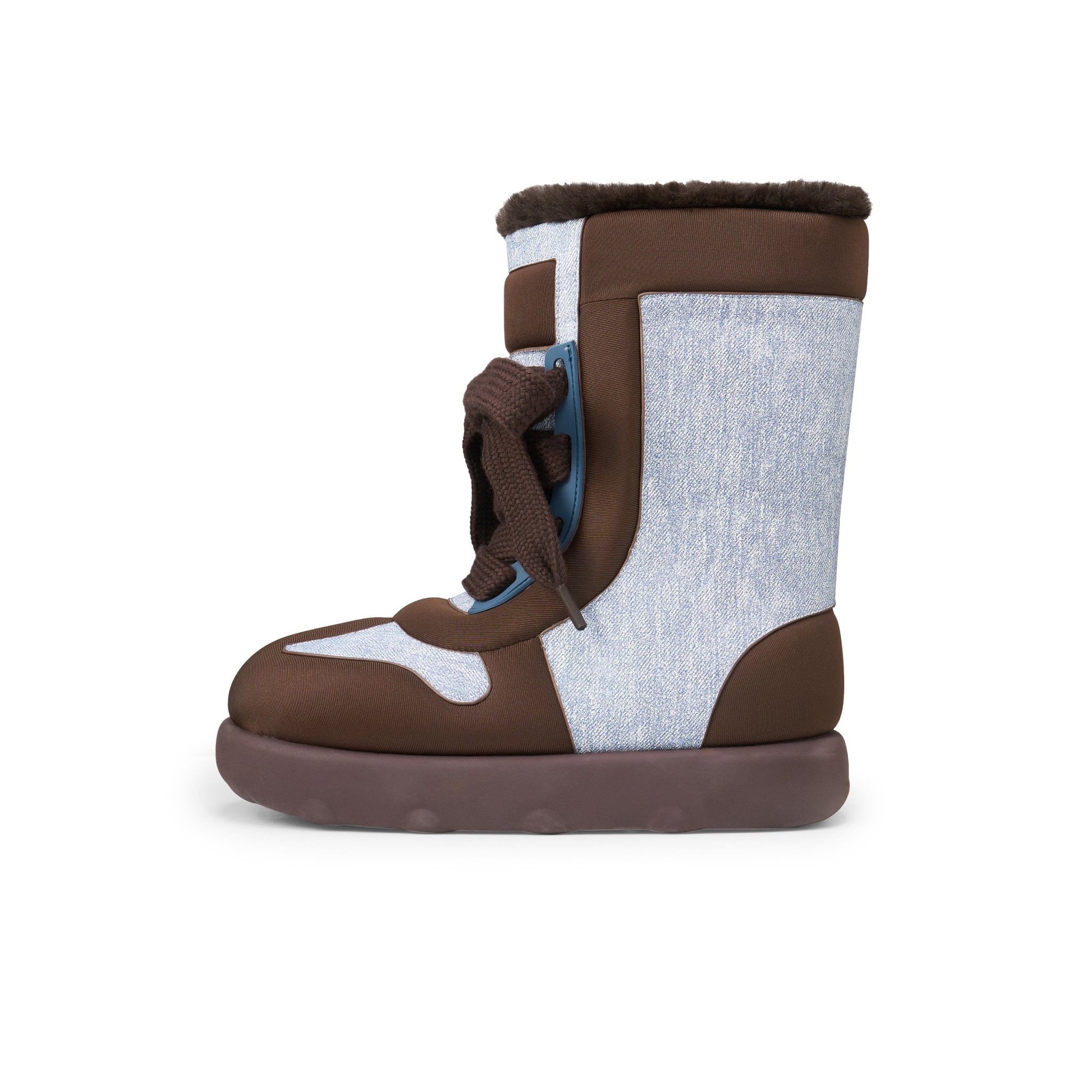 LOST IN ECHO Stuffed Strap Bread Snow Boots In Denim | MADAX