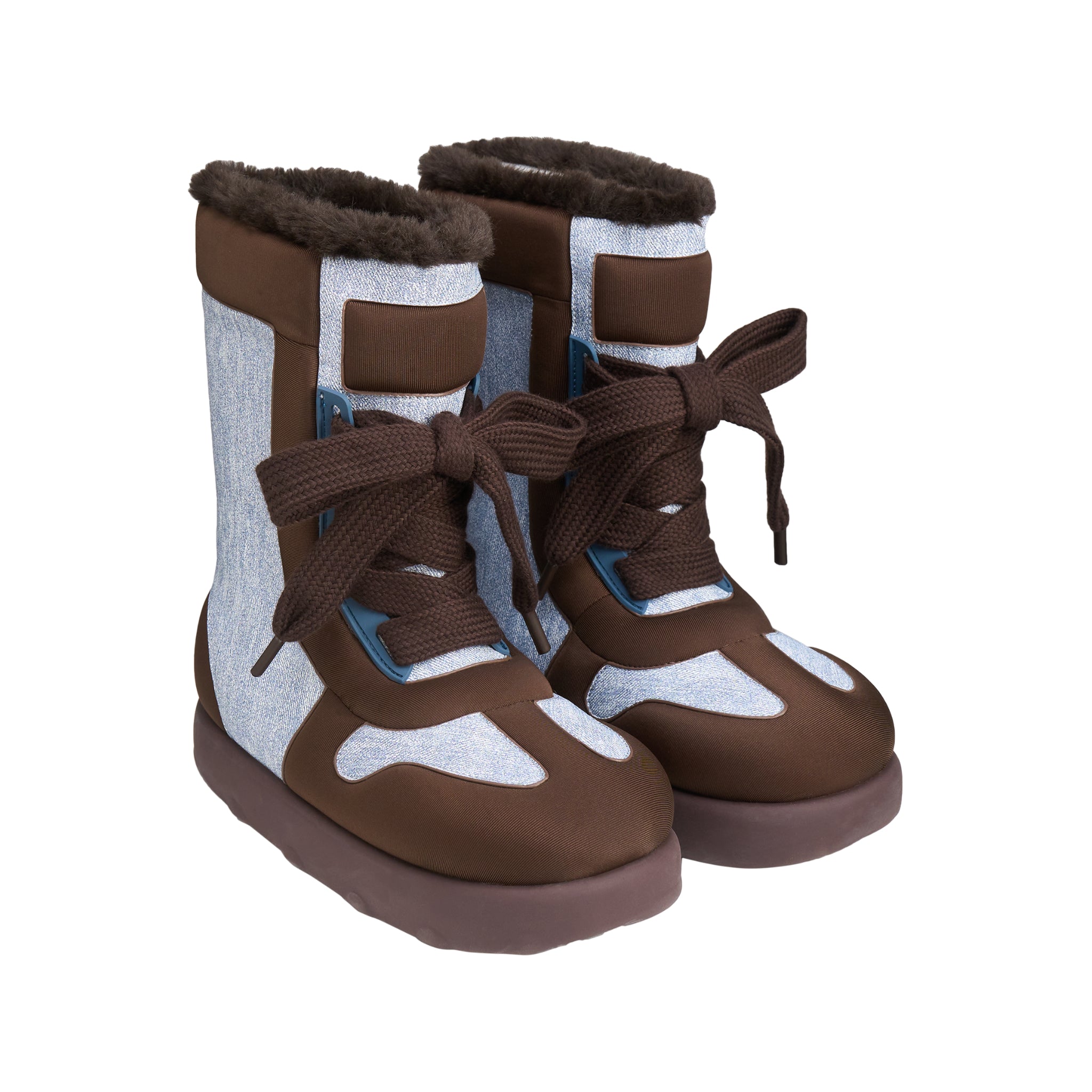 LOST IN ECHO Stuffed Strap Bread Snow Boots In Denim | MADAX