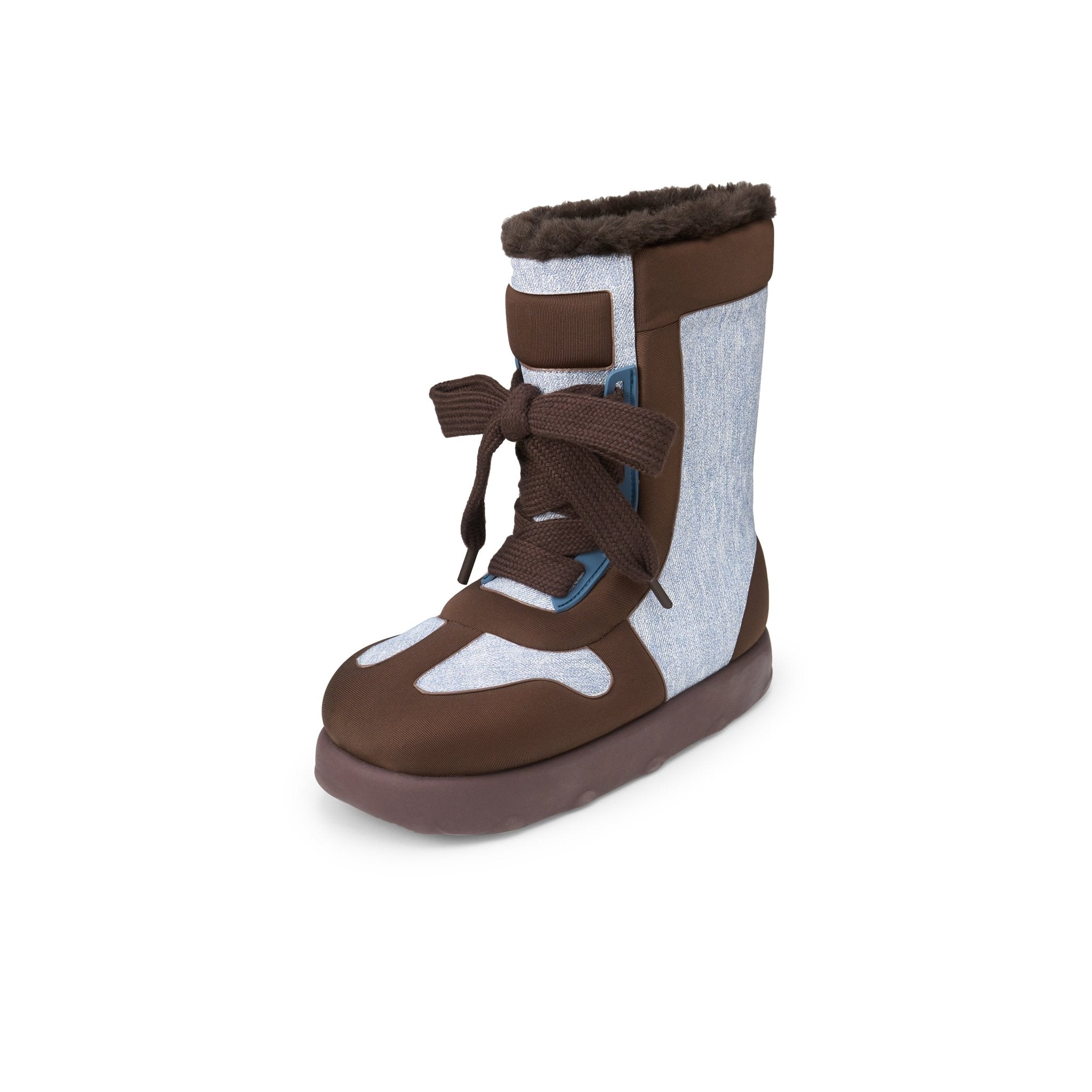 LOST IN ECHO Stuffed Strap Bread Snow Boots In Denim | MADAX