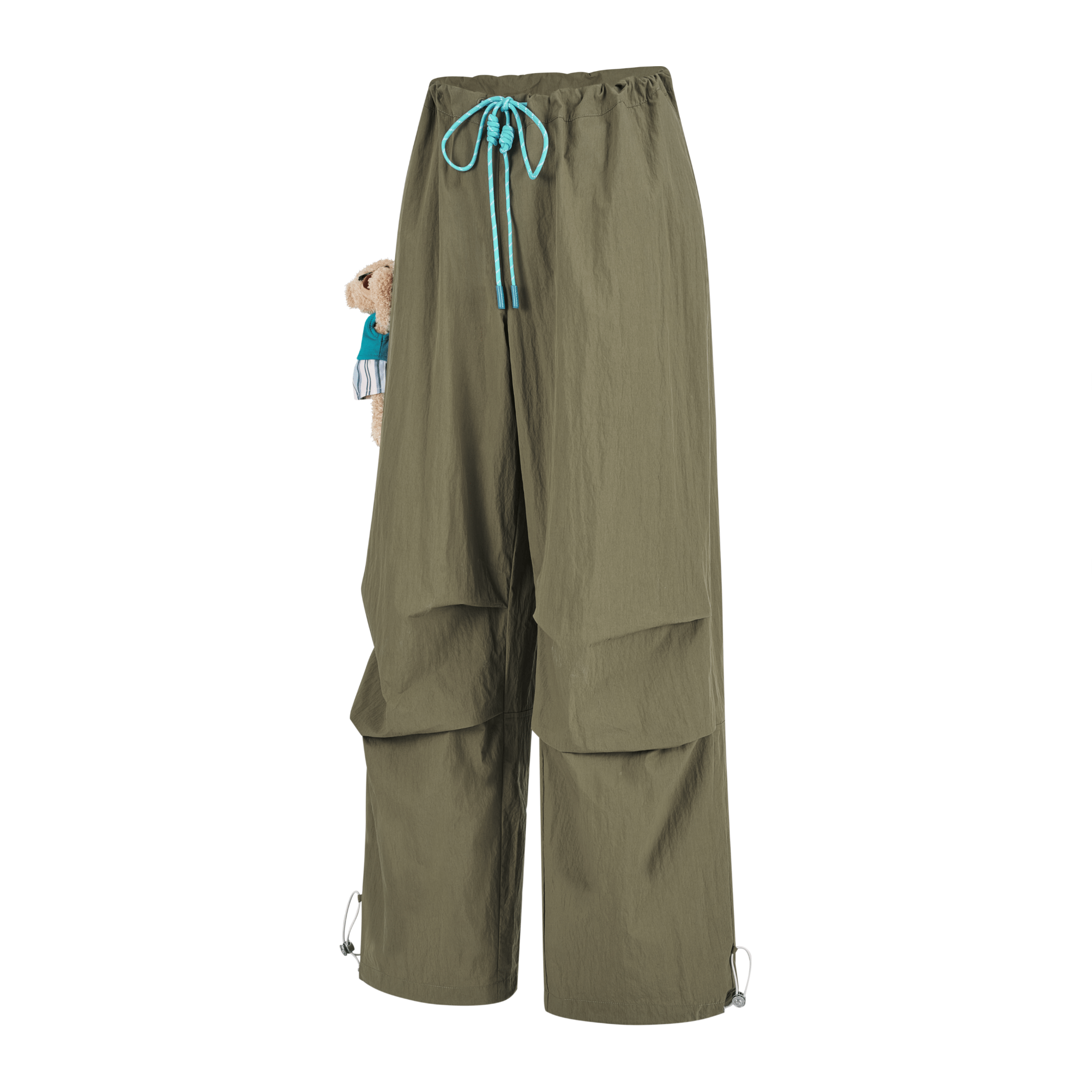 13DE MARZO Summer Fun Series Wide Leg Umbrella Pants in Green | MADAX