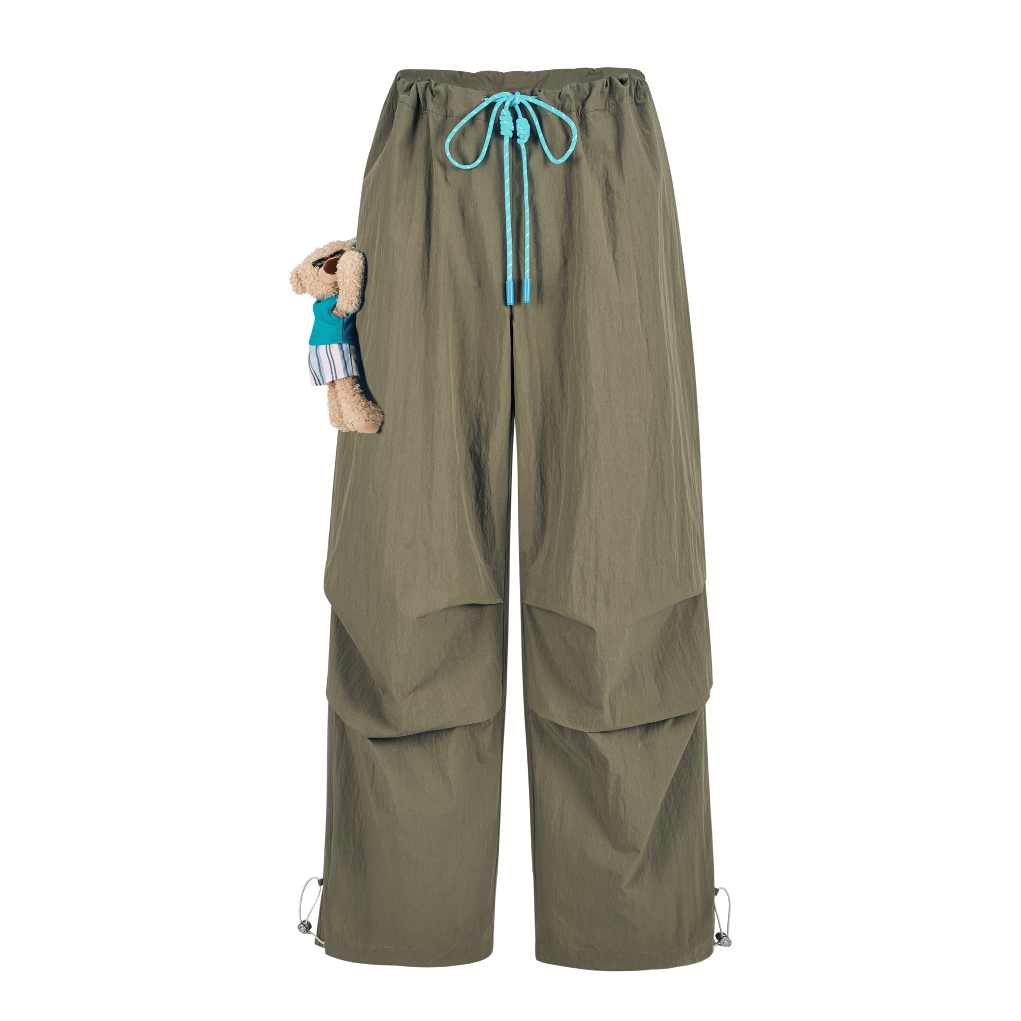 13DE MARZO Summer Fun Series Wide Leg Umbrella Pants in Green | MADAX