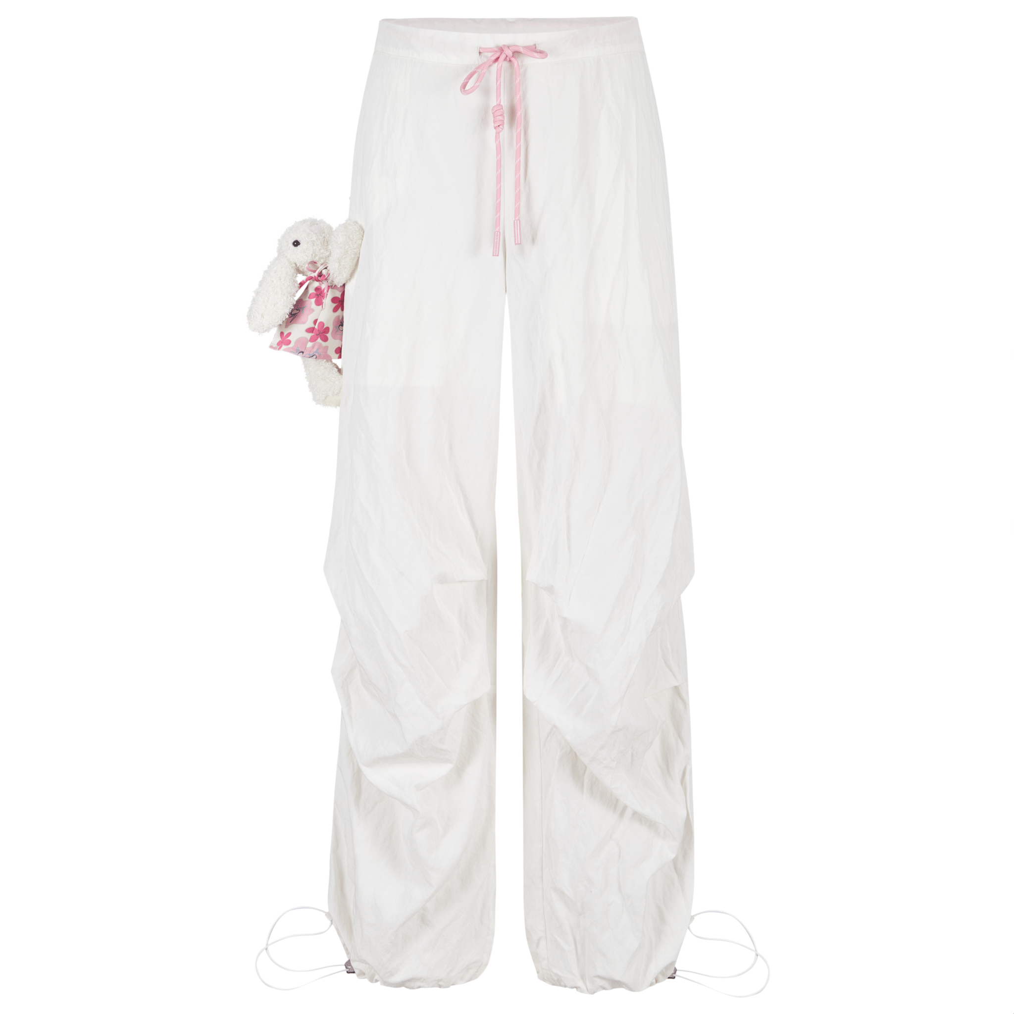 13DE MARZO Summer Fun Series Wide Leg Umbrella Pants in White | MADAX