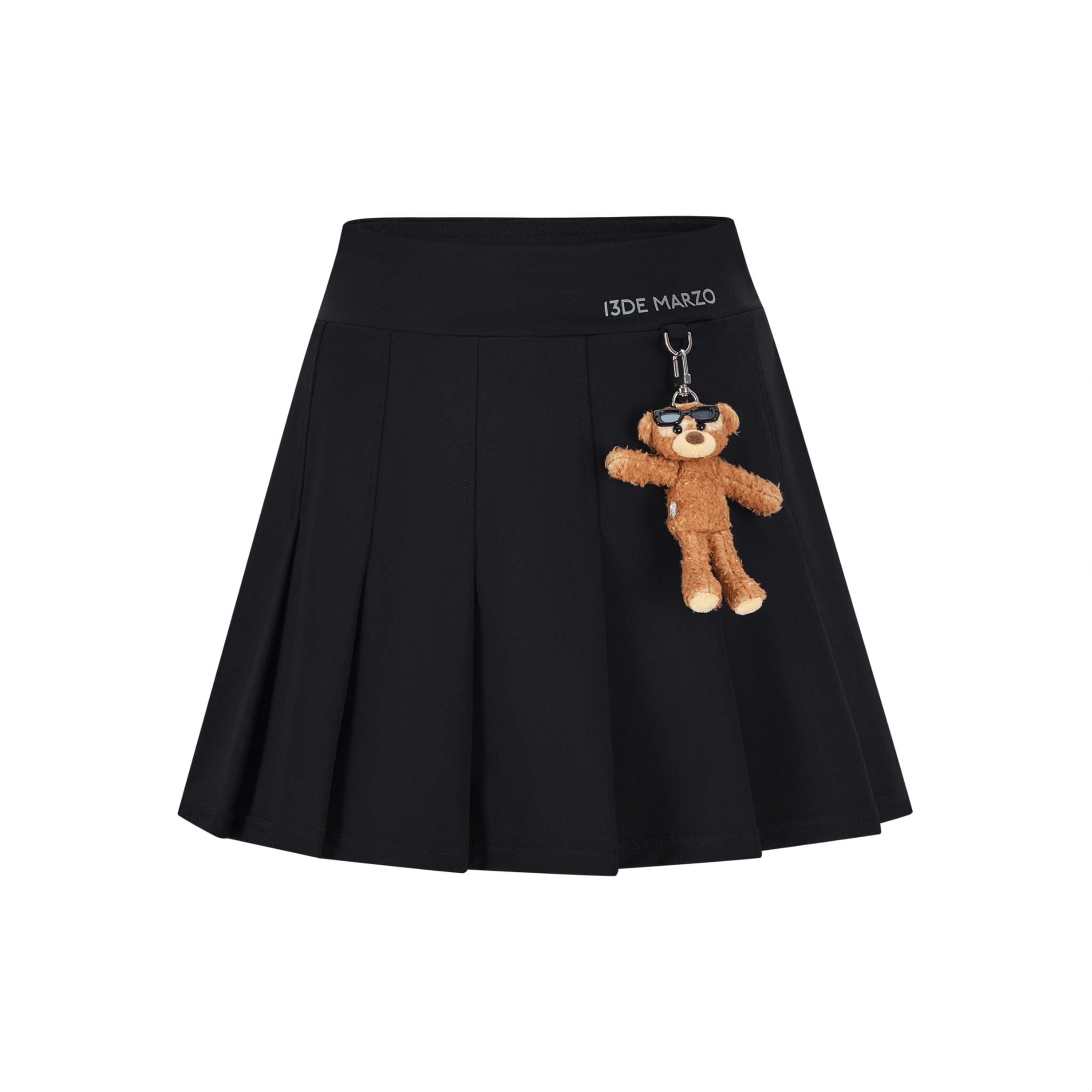 13DE MARZO Sunburn Bear Ice Pleated Skirt in Black | MADAX