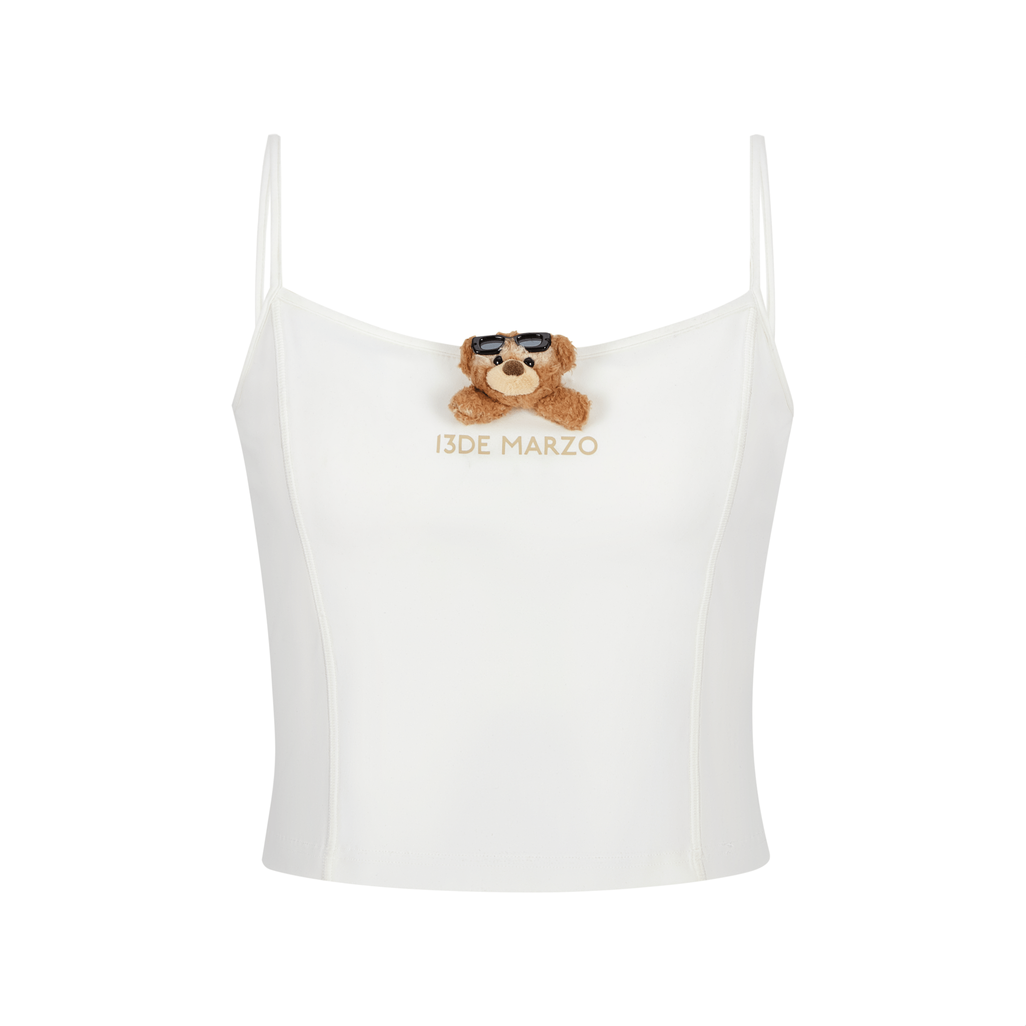 13DE MARZO Sunburn Bear Sling Camisole in White | MADAX