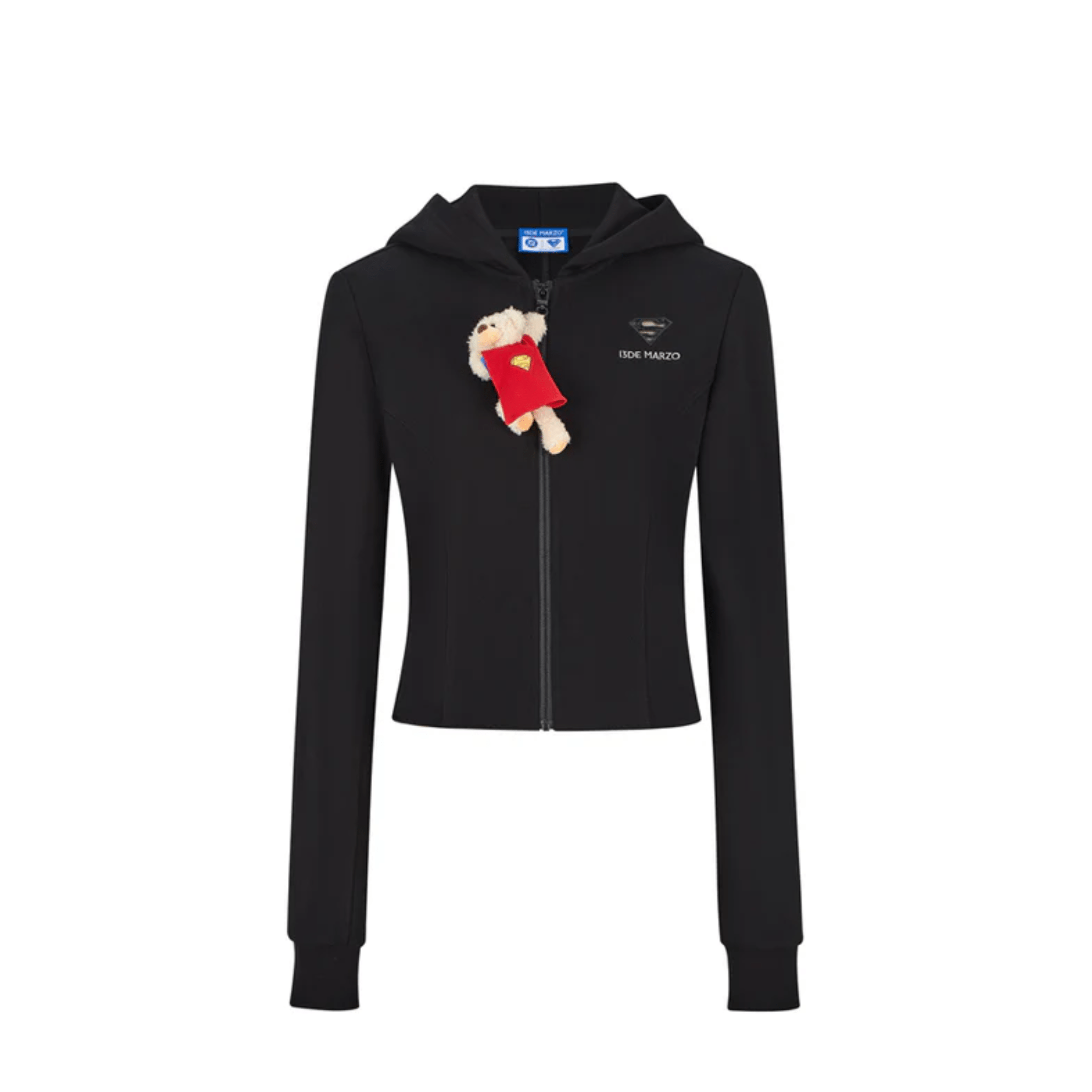 13DE MARZO Superman Bear Slim - Fit Workout Jacket in Black | MADAX