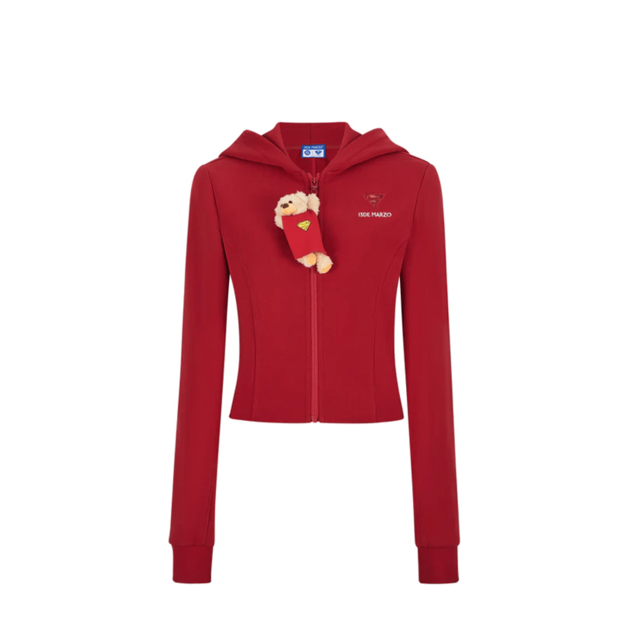 13DE MARZO Superman Bear Slim - Fit Workout Jacket in Red | MADAX