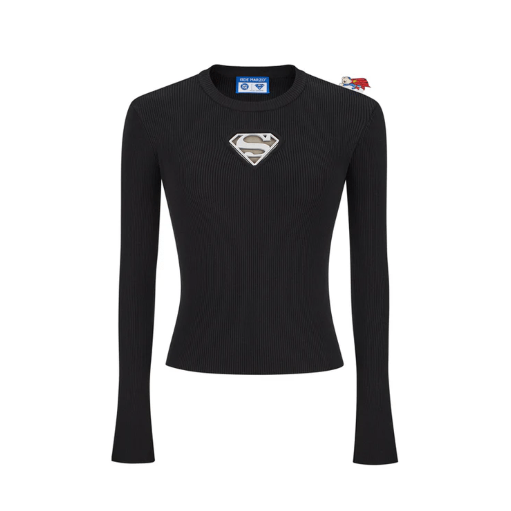 13DE MARZO Superman Bear Sweater Top in Black | MADAX