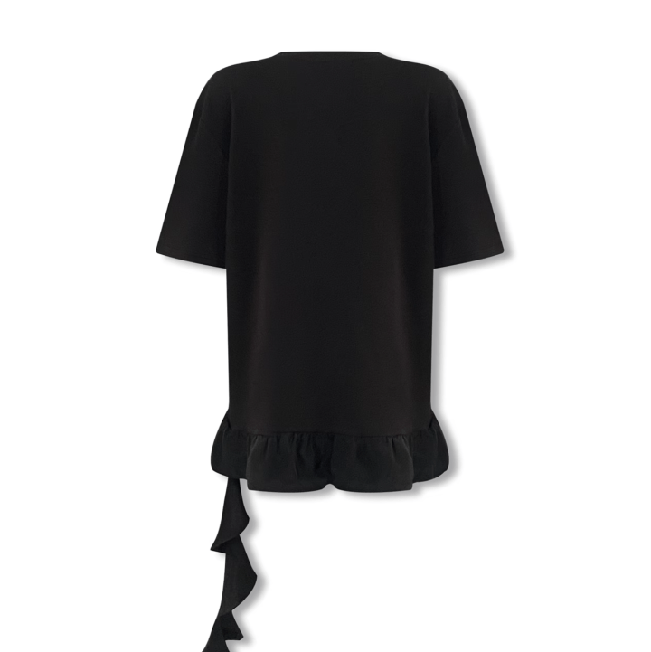NOT FOR US Suspender Pleated Dress Printed Short Sleeve in Black | MADAX