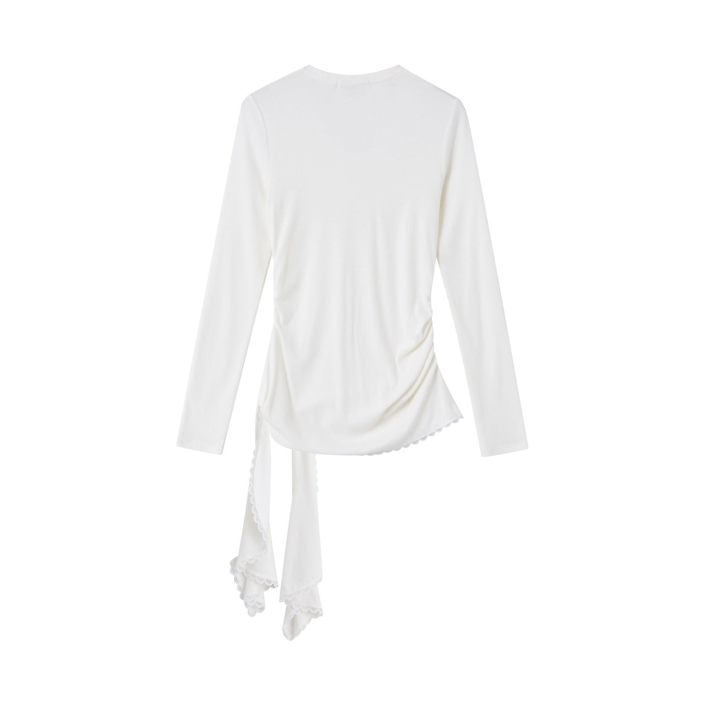 SOMESOWE Sweetheart Neck Asymmetrical Pleated Top In White | MADAX