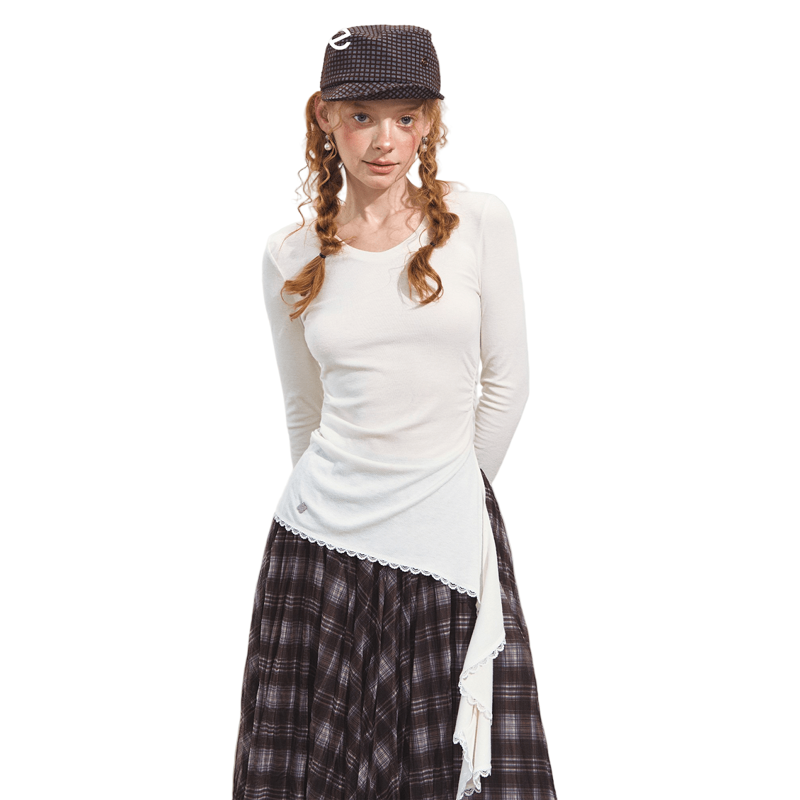 SOMESOWE Sweetheart Neck Asymmetrical Pleated Top In White | MADAX