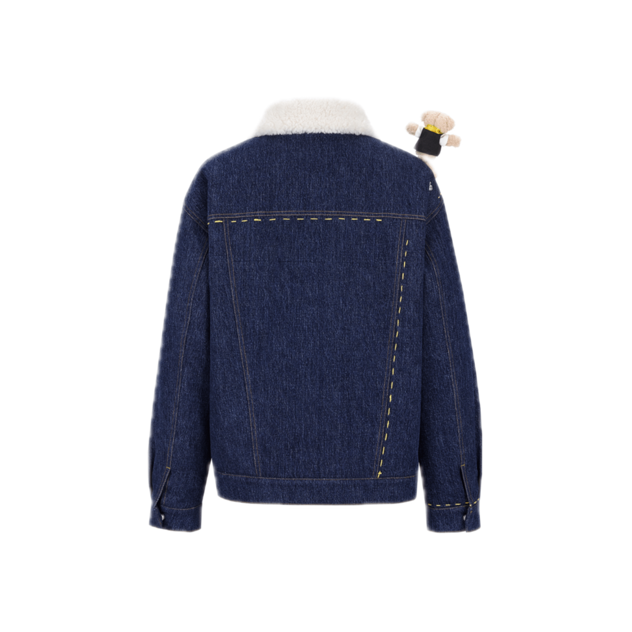 13DE MARZO Tailor Bear Faux Lambswool Jacket in Blue | MADAX