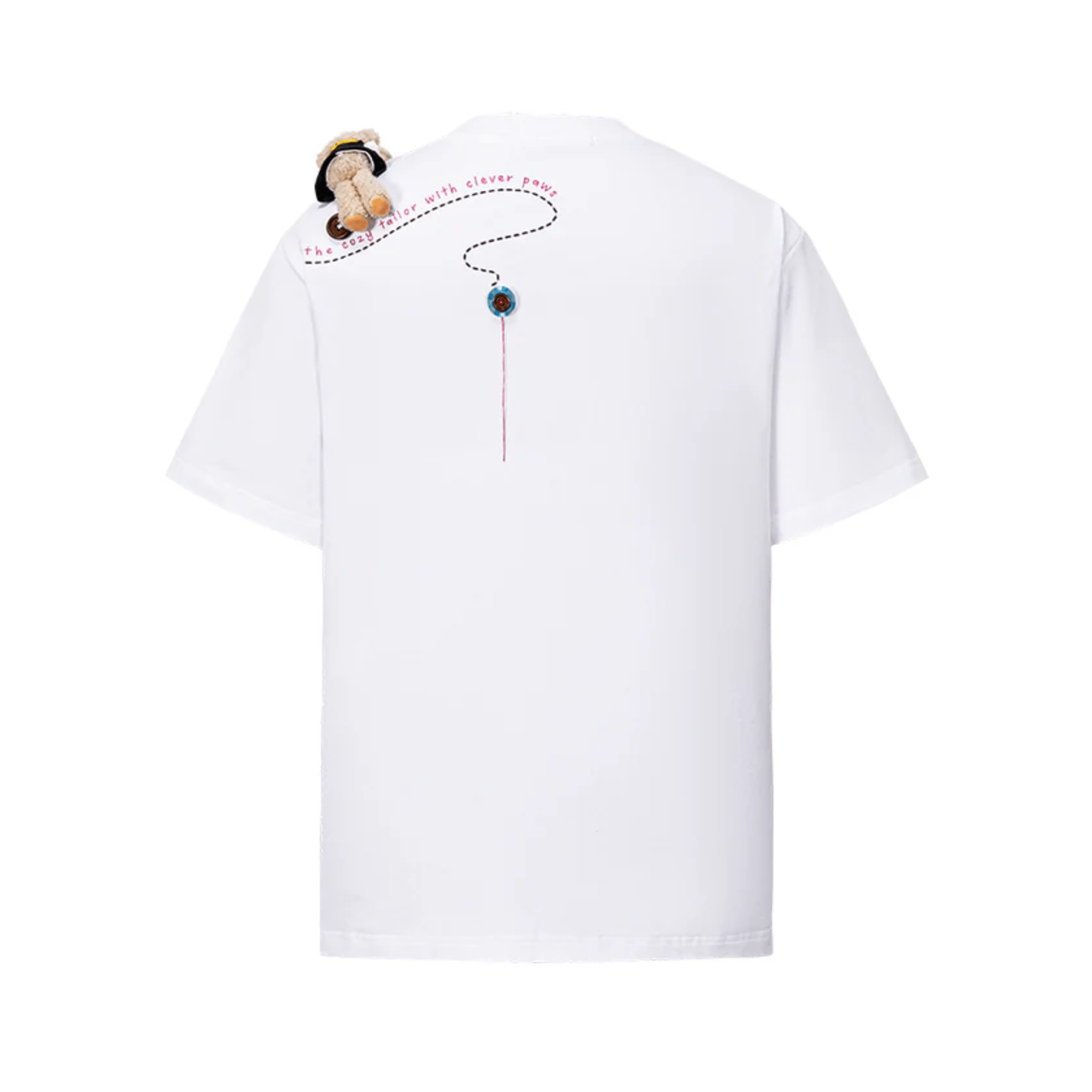 13DE MARZO Tailor Bear Illustration T-shirt in White | MADAX