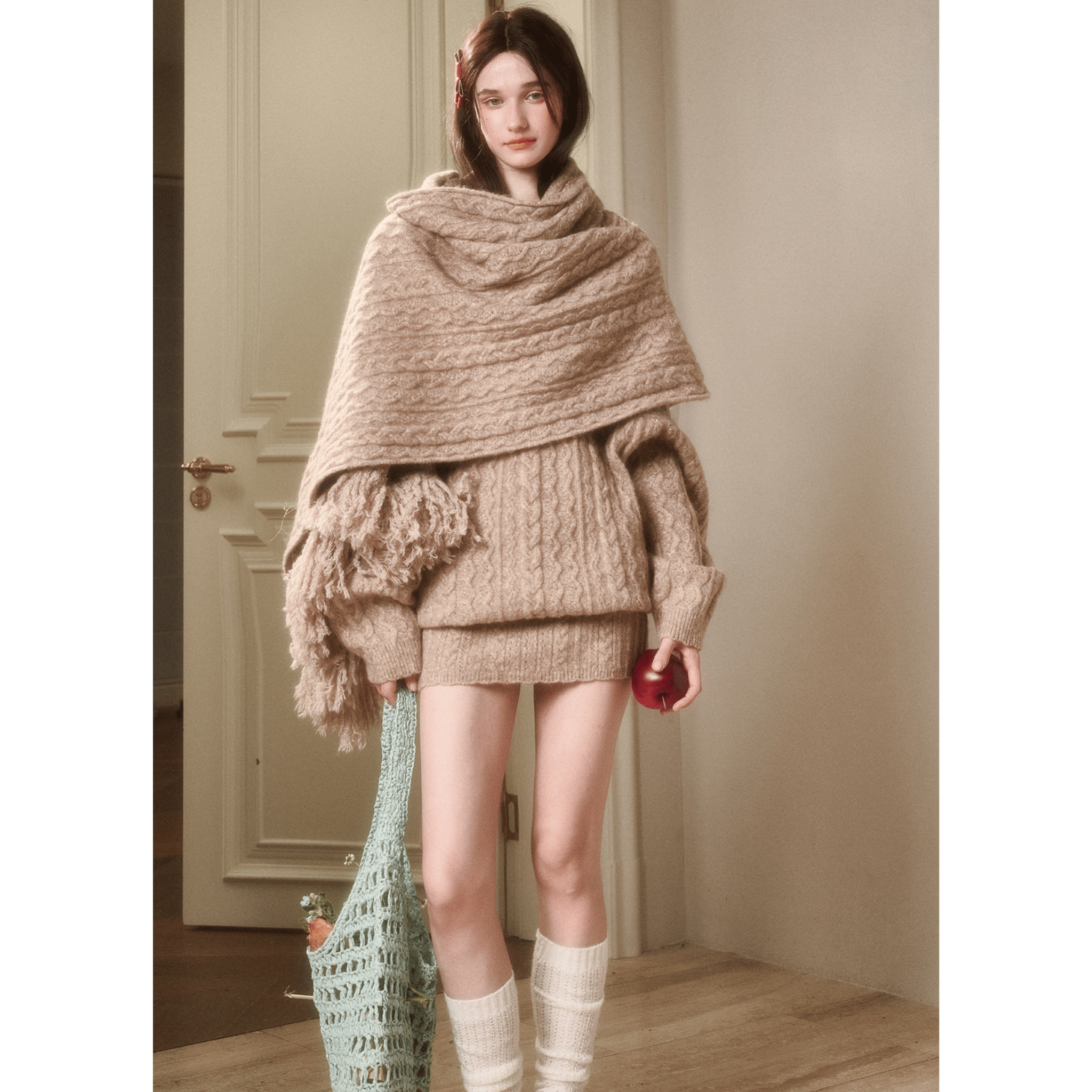 Group of Universe "Temperature" Wool Scarf in Brown | MADAX