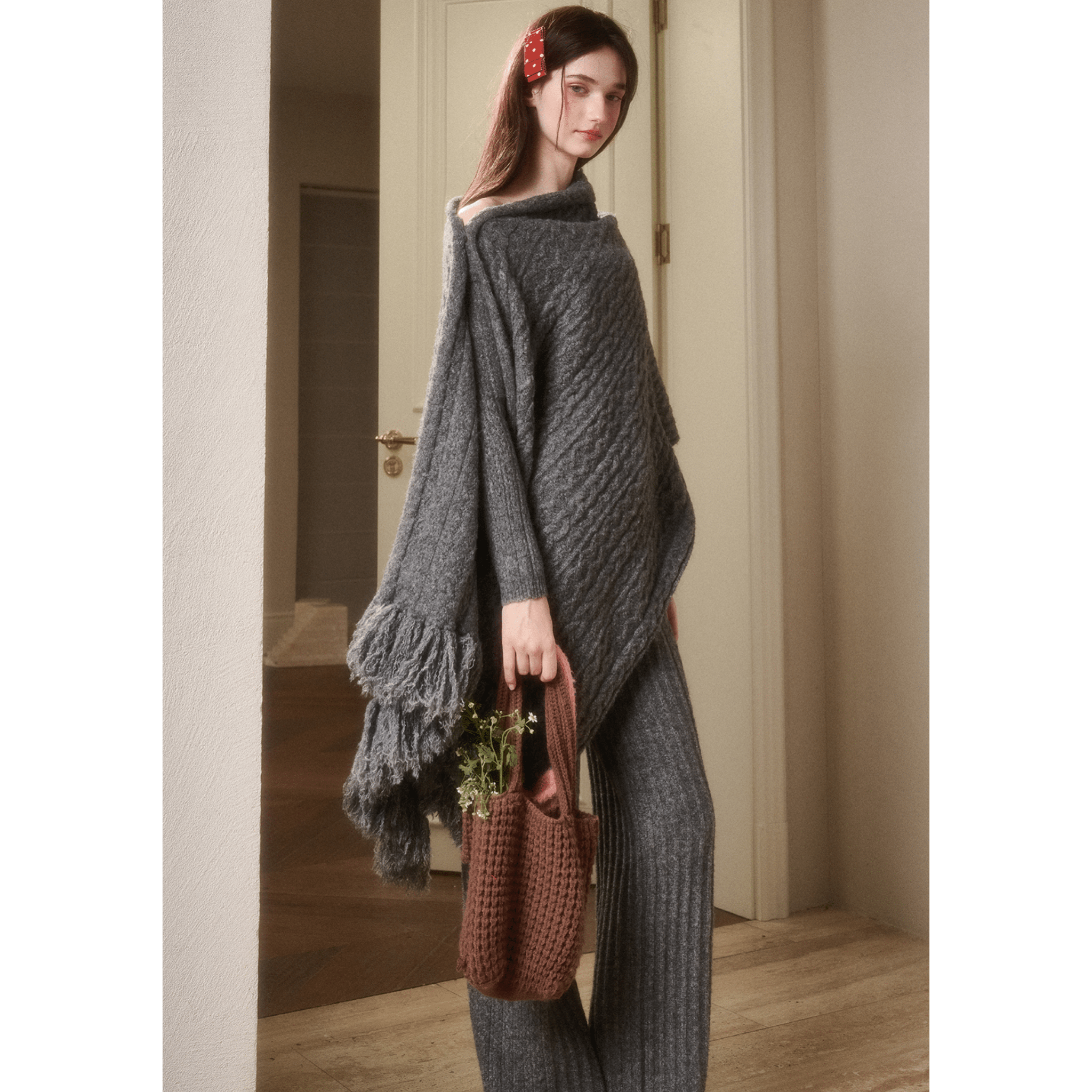 Group of Universe "Temperature" Wool Scarf in Dark Gray | MADAX