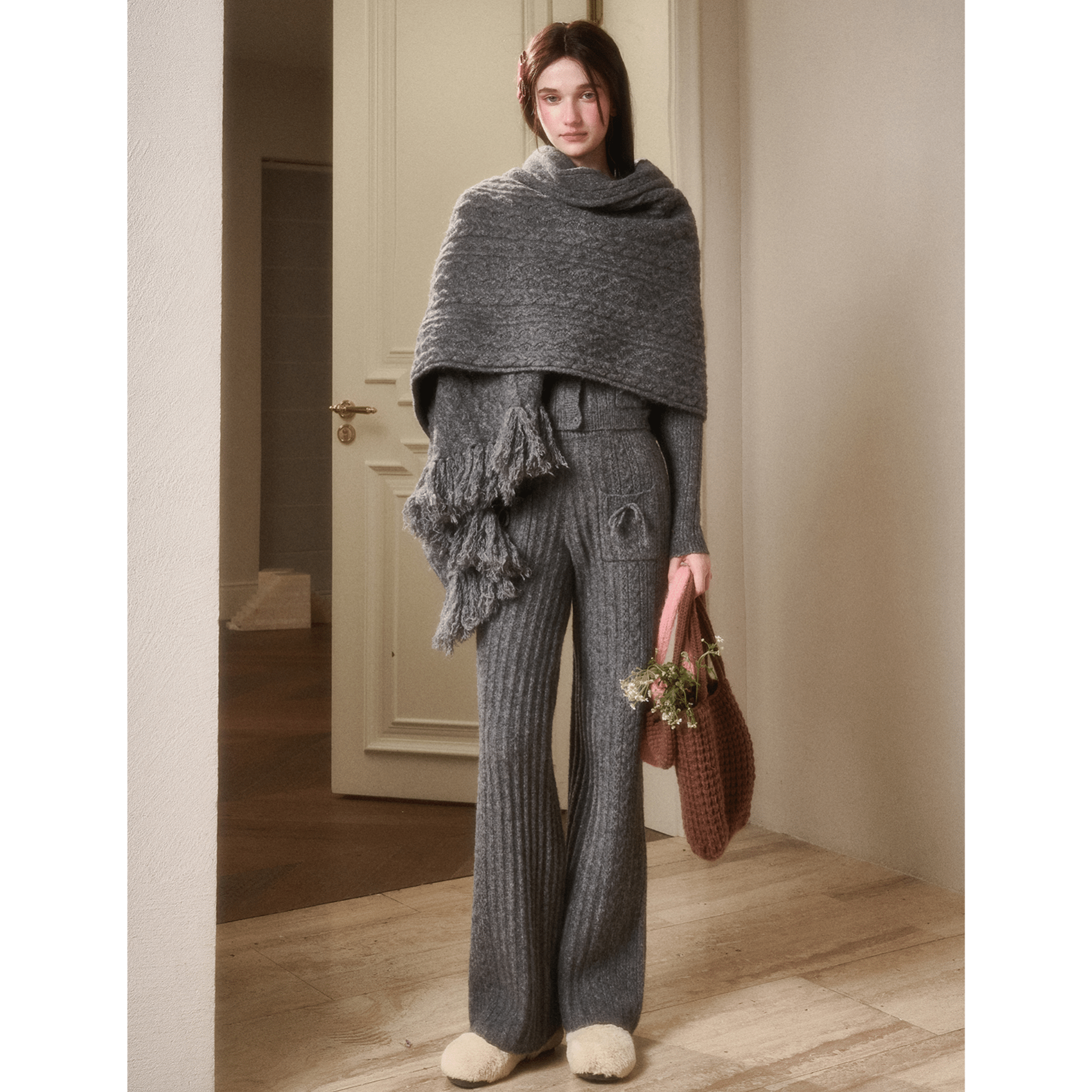 Group of Universe "Temperature" Wool Scarf in Dark Gray | MADAX