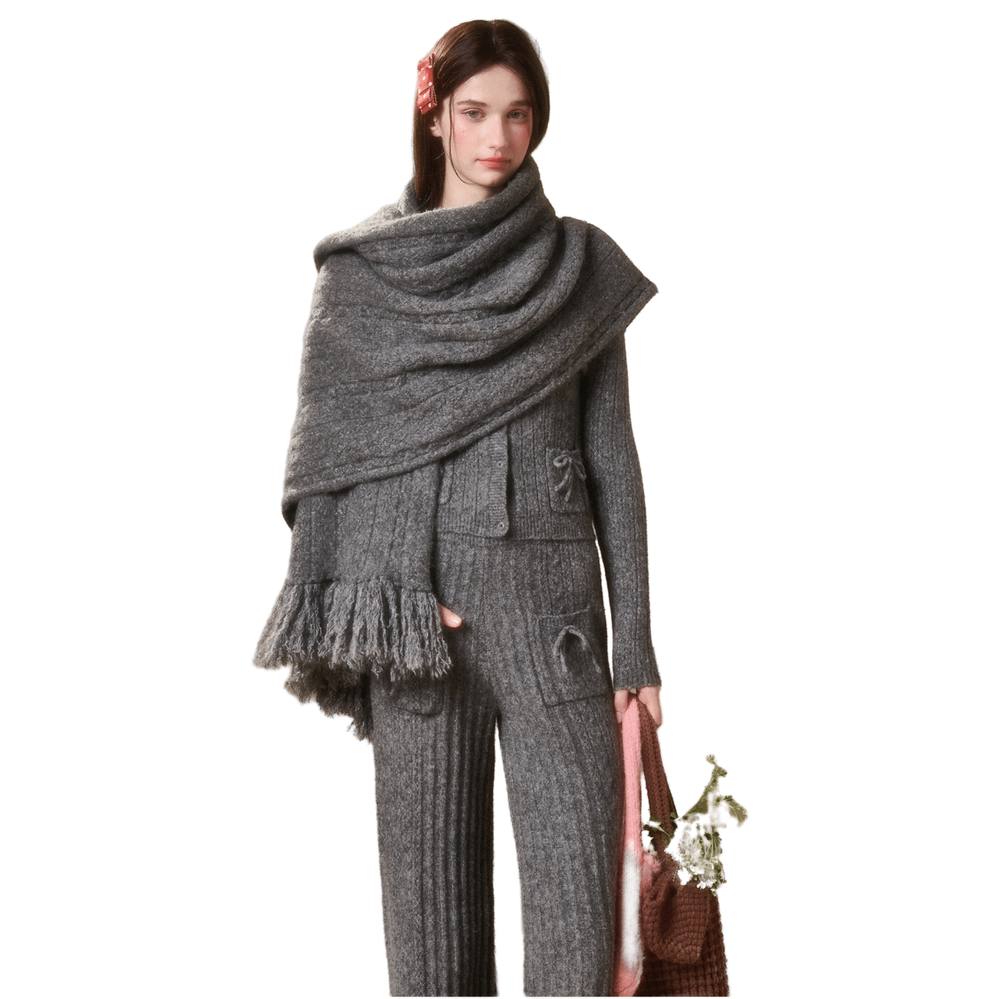 Group of Universe "Temperature" Wool Scarf in Dark Gray | MADAX