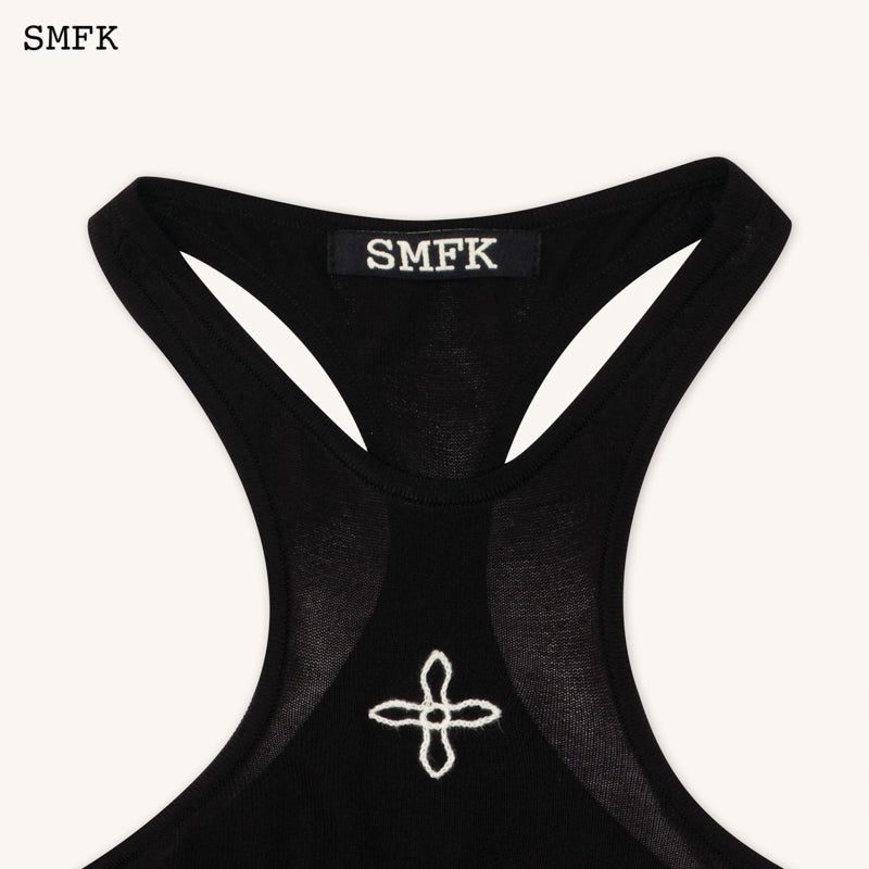 SMFK Temple Traditional Halter-Neck Knitted Vest Top Black | MADA IN CHINA