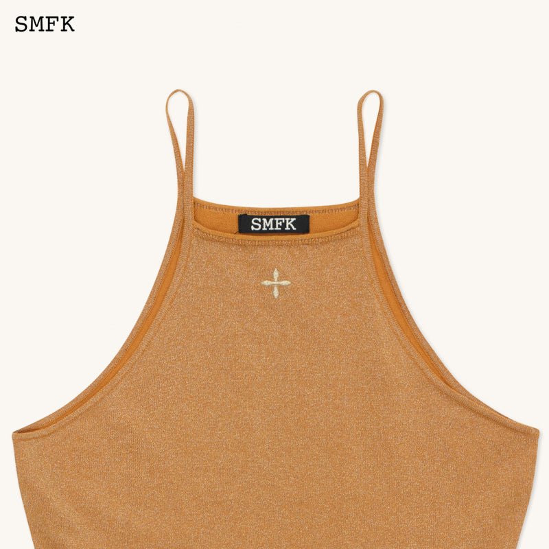 SMFK Temple Traditional Plain Knitted Sling Vest Top Golden | MADA IN CHINA