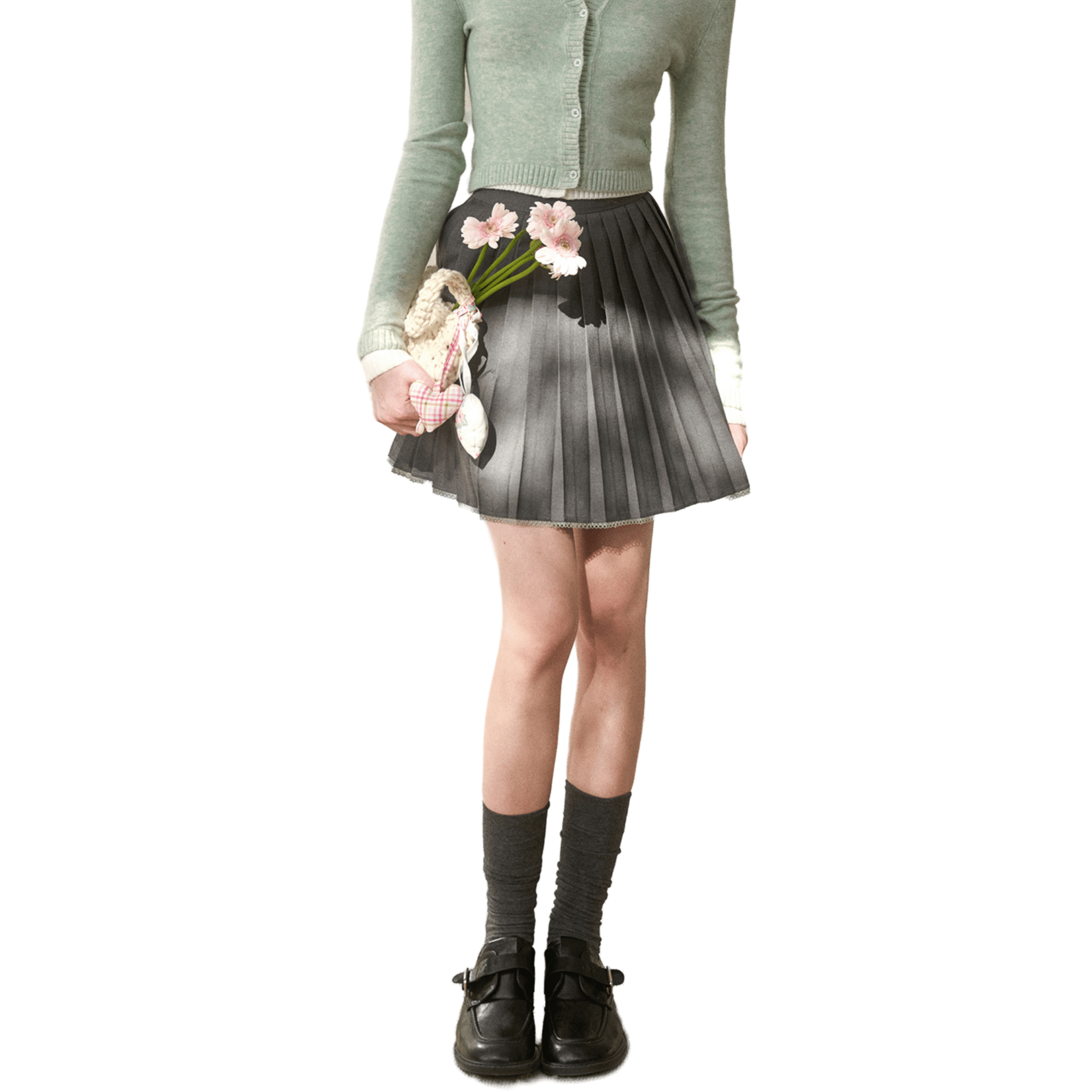 Group of Universe "Ten Minutes Between Classes" Midi Skirt in Gray | MADAX