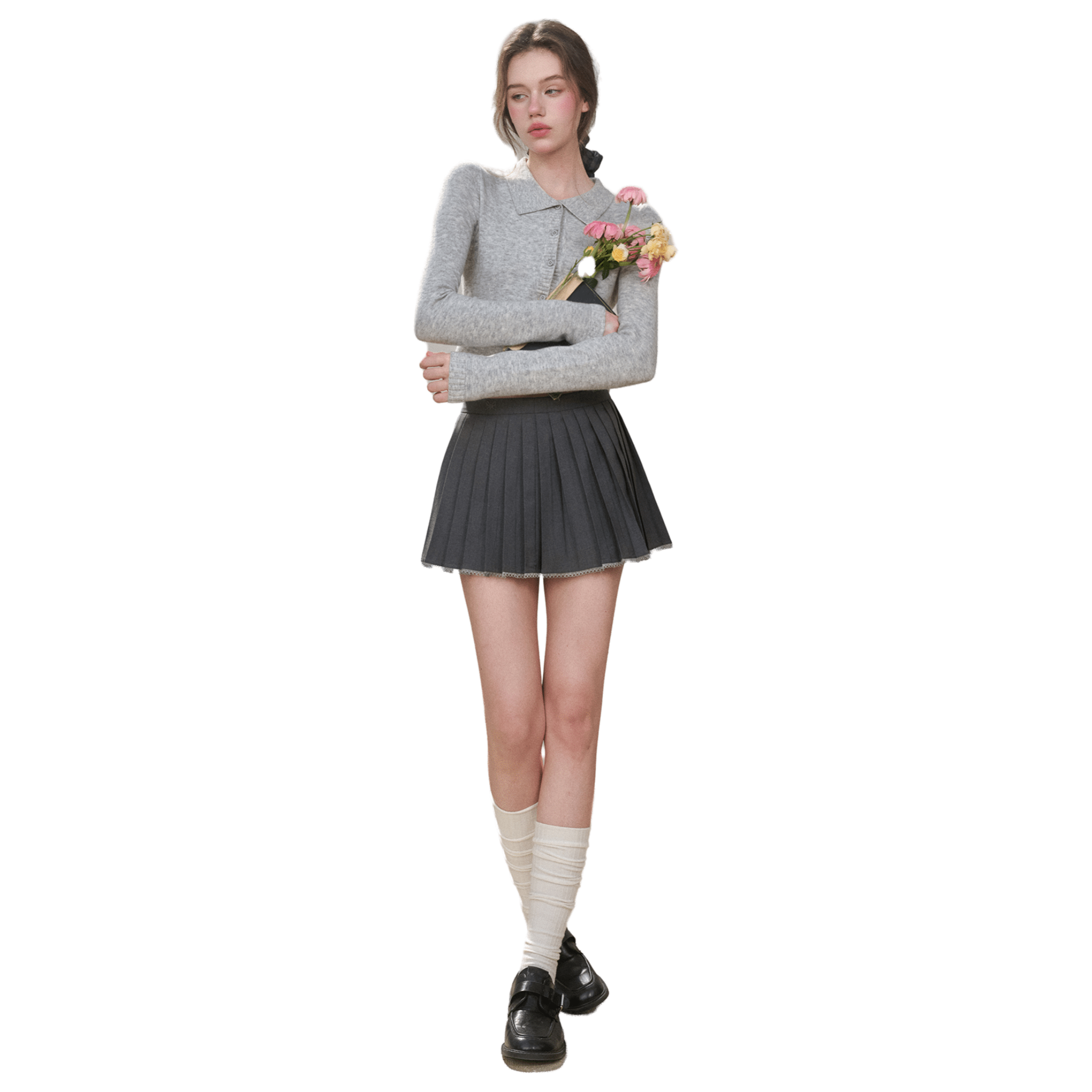 Group of Universe "Ten Minutes Between Classes" Skirt in Gray | MADAX
