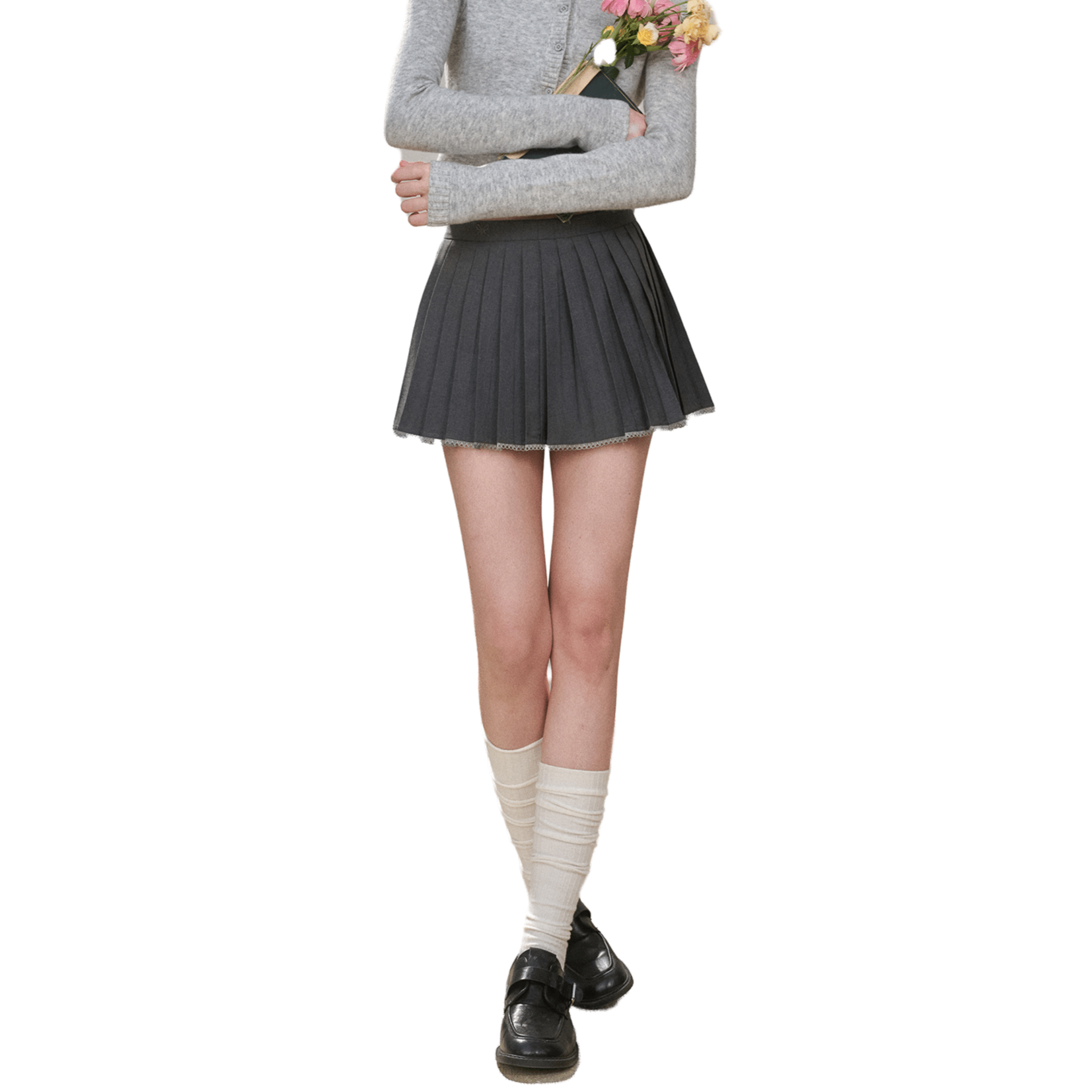 Group of Universe "Ten Minutes Between Classes" Skirt in Gray | MADAX