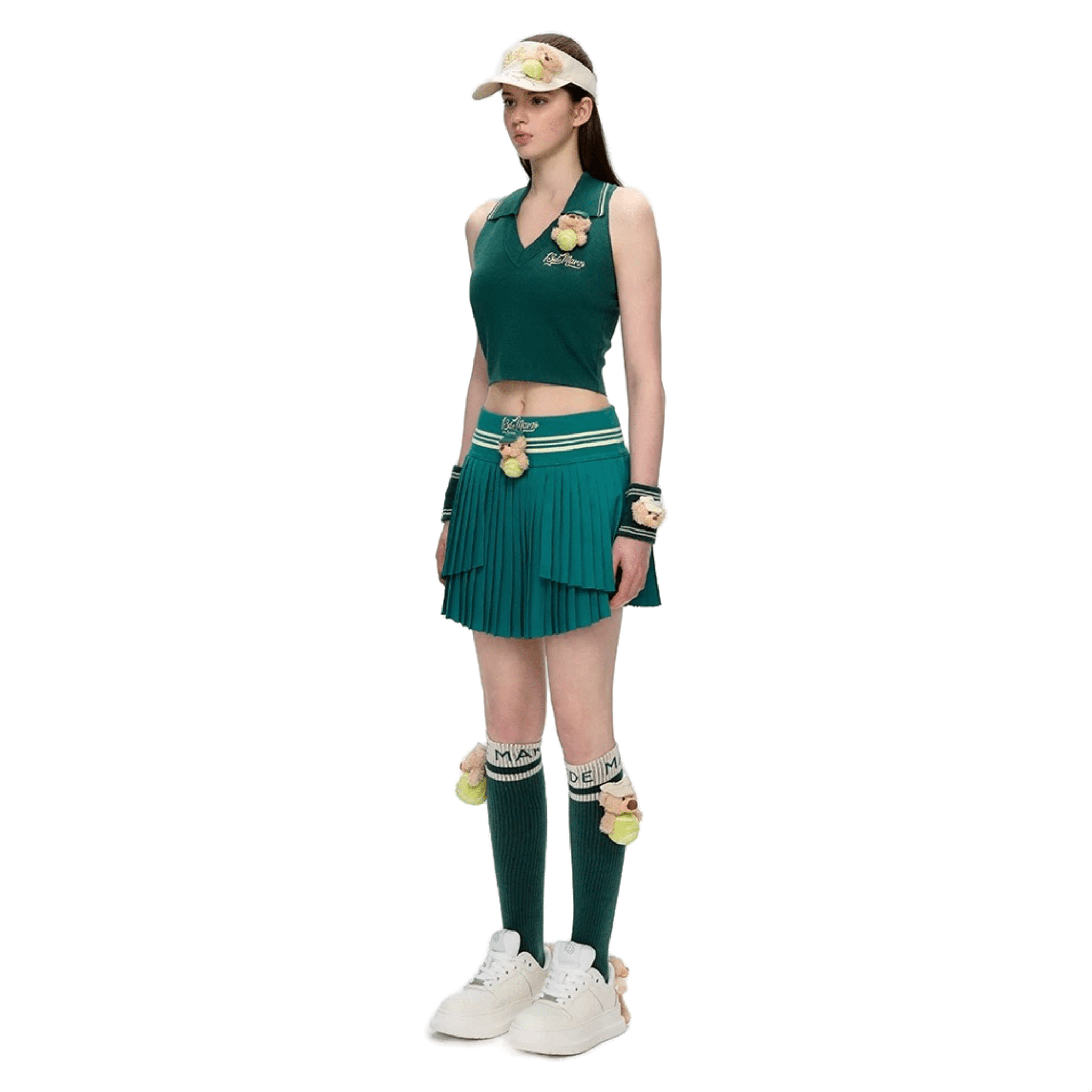 13DE MARZO Tennis Halter Lapel Vest in Green | MADAX