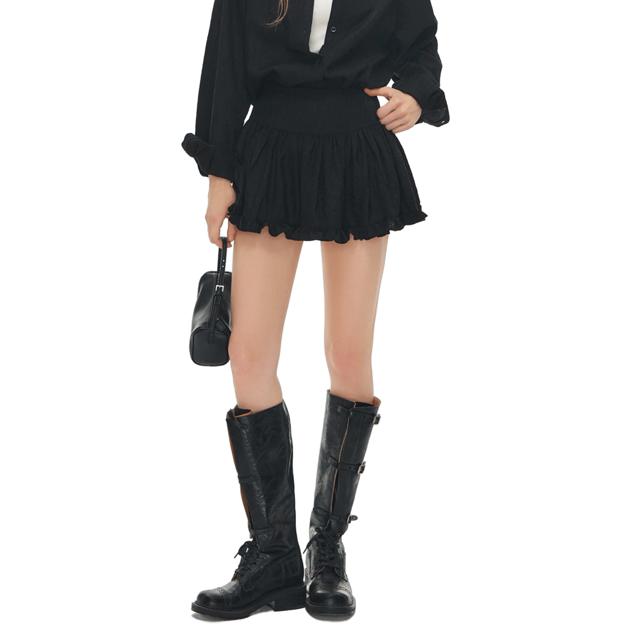 CLIMAX VISION Textured Ballet - style Short Skirt in Black | MADAX