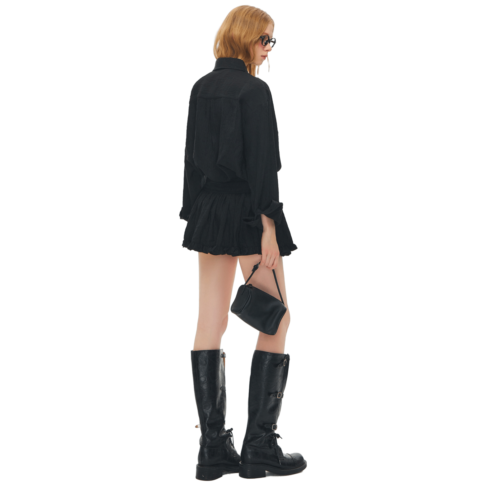 CLIMAX VISION Textured Ballet - style Short Skirt in Black | MADAX