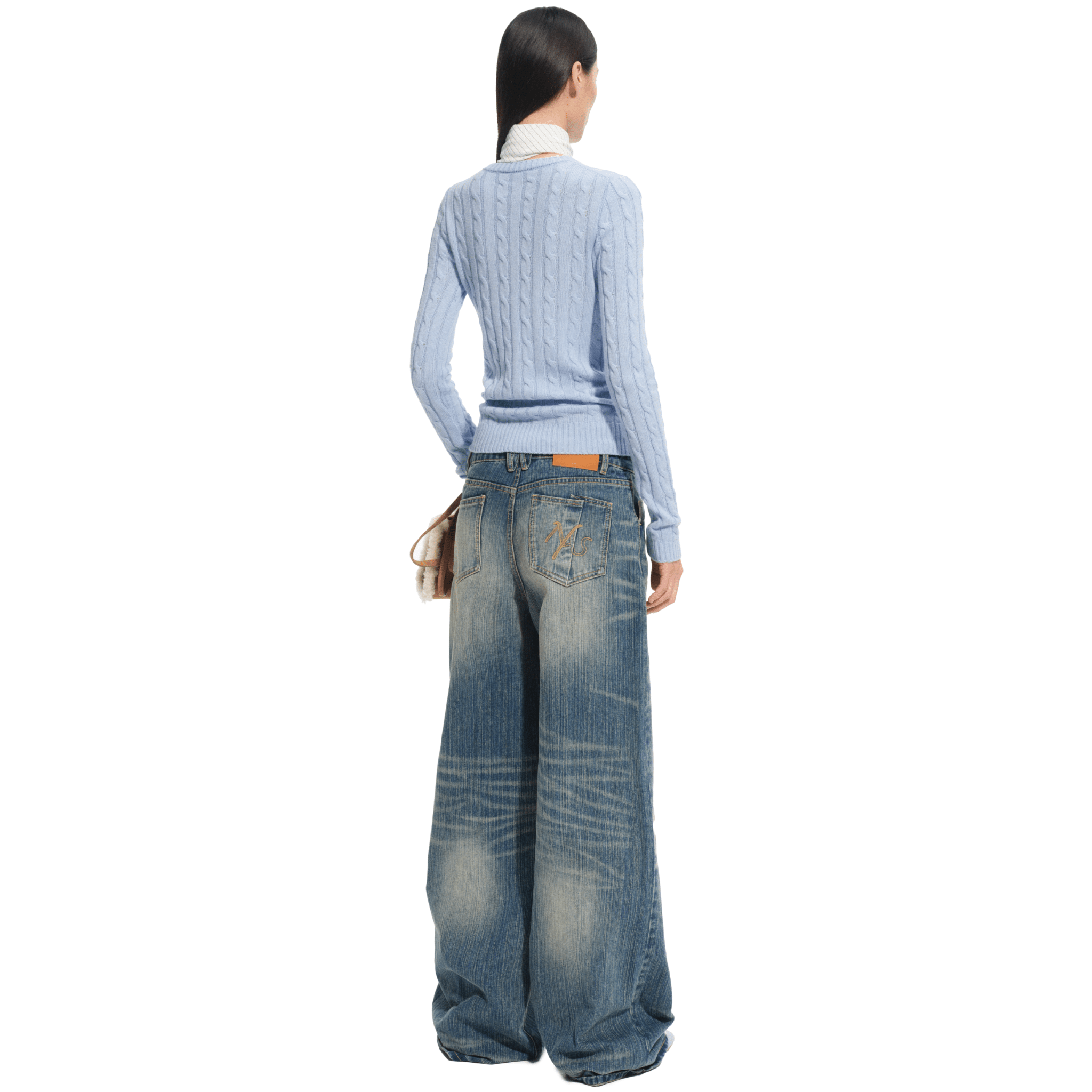 NAWS Textured Cable Knit Sweater in Blue | MADAX