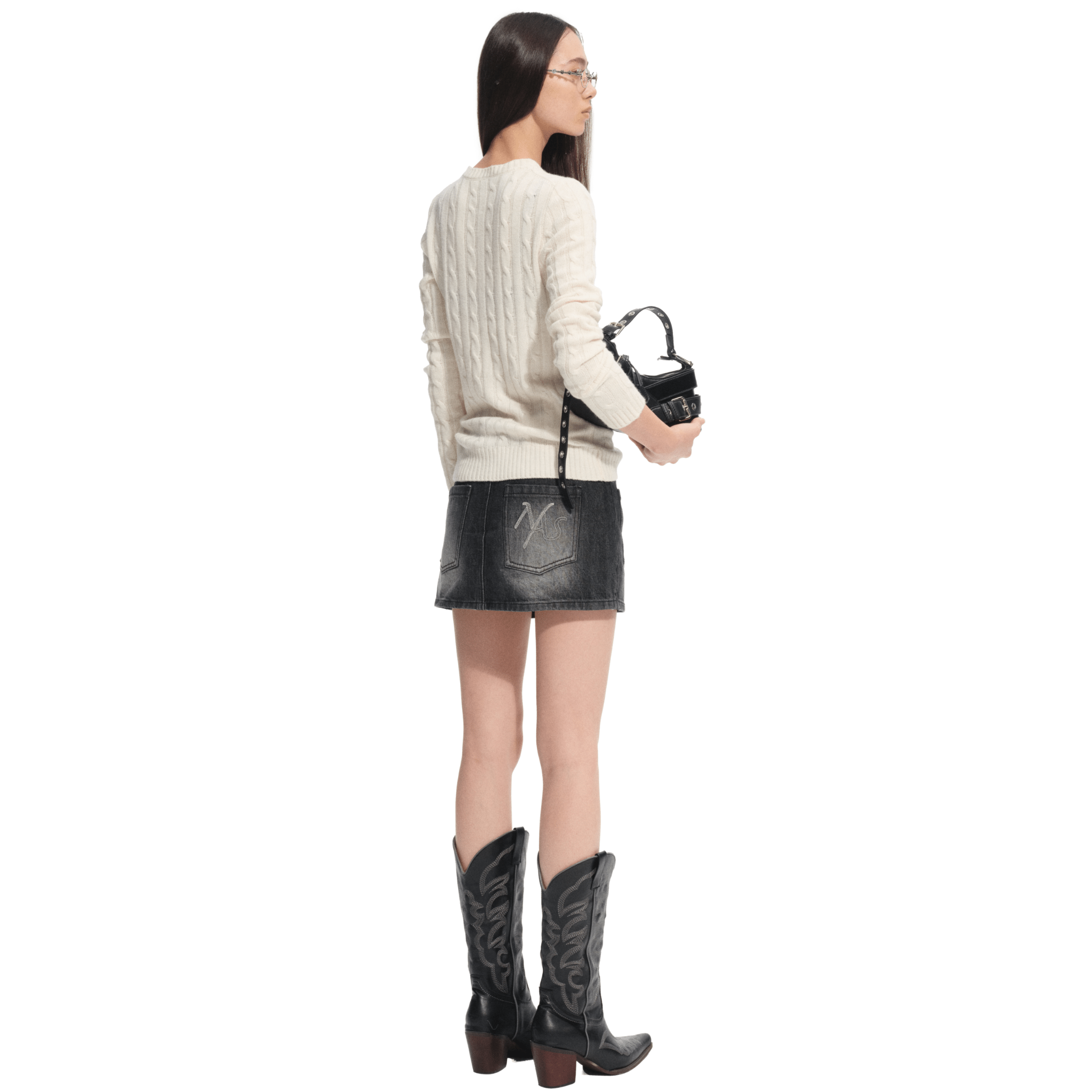 NAWS Textured Cable Knit Sweater in White | MADAX