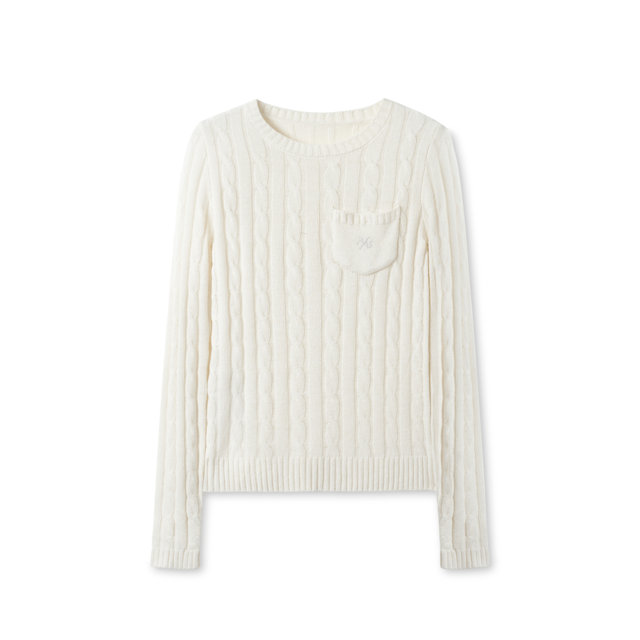 NAWS Textured Cable Knit Sweater in White | MADAX