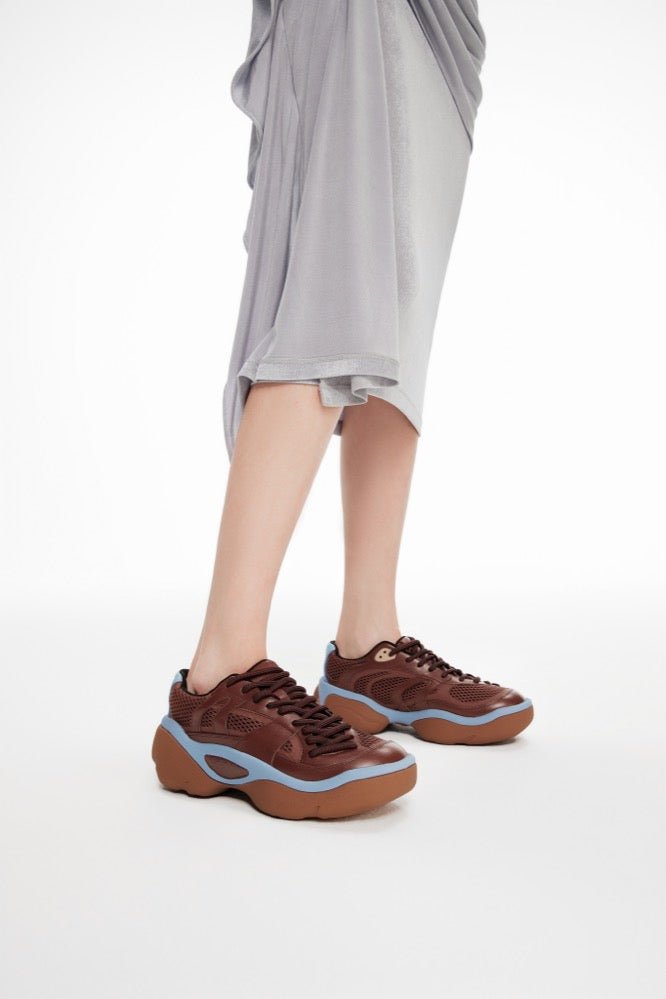 LOST IN ECHO Thick Sole Stitching Sneakers in Dark Brown | MADA IN CHINA