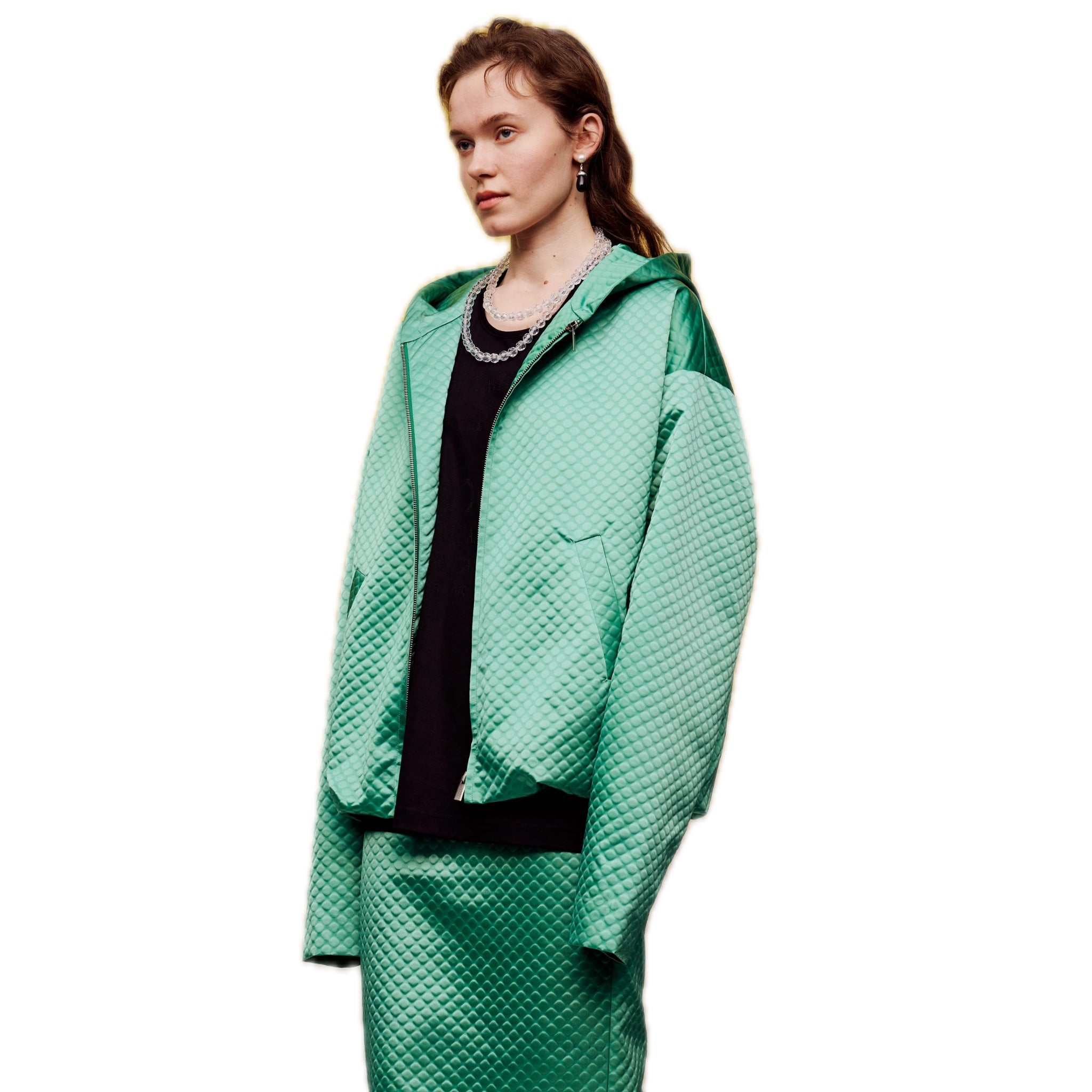 ilEWUOY Thin Cotton Hooded Zip Cardigan Jacket in Green | MADA IN CHINA