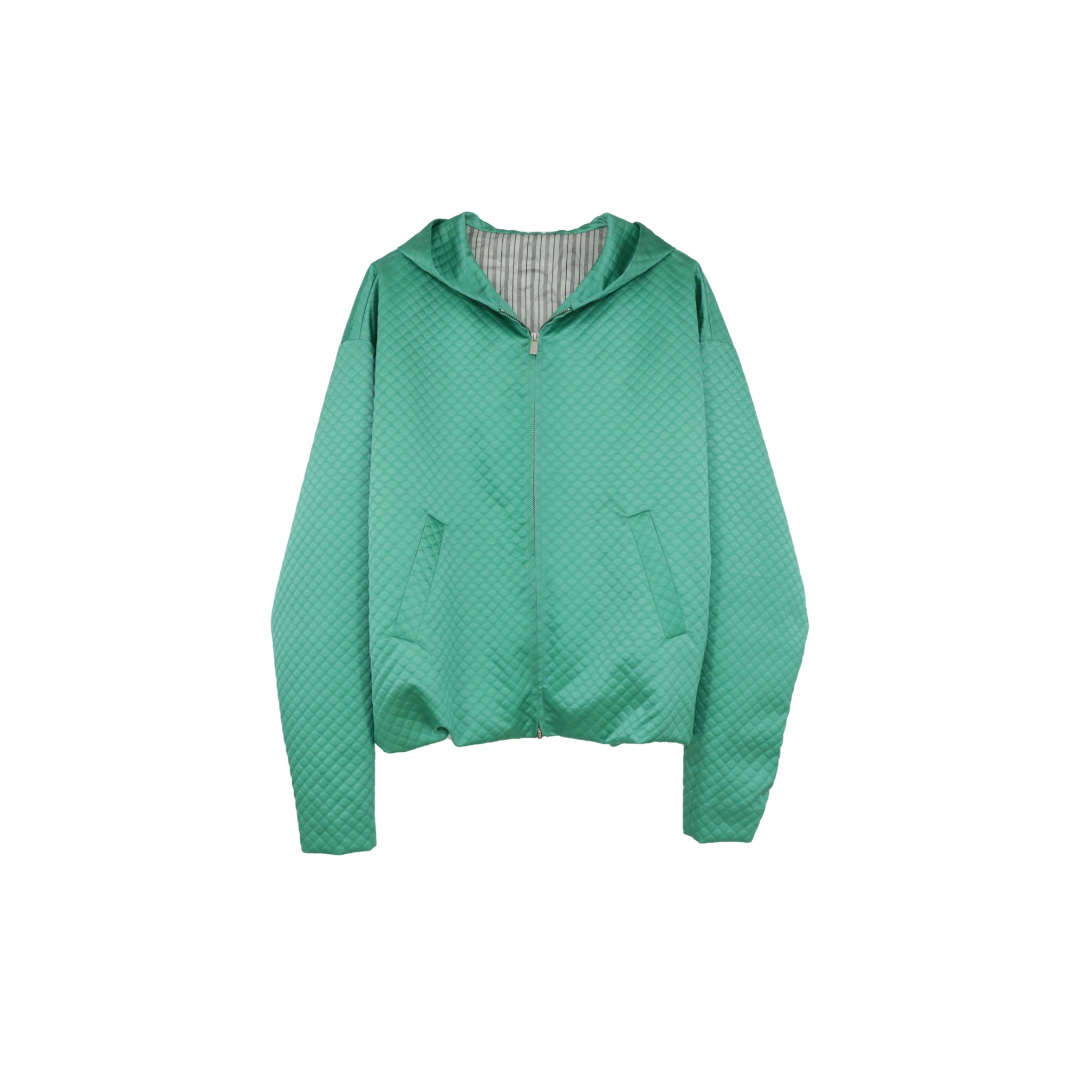 ilEWUOY Thin Cotton Hooded Zip Cardigan Jacket in Green | MADA IN CHINA