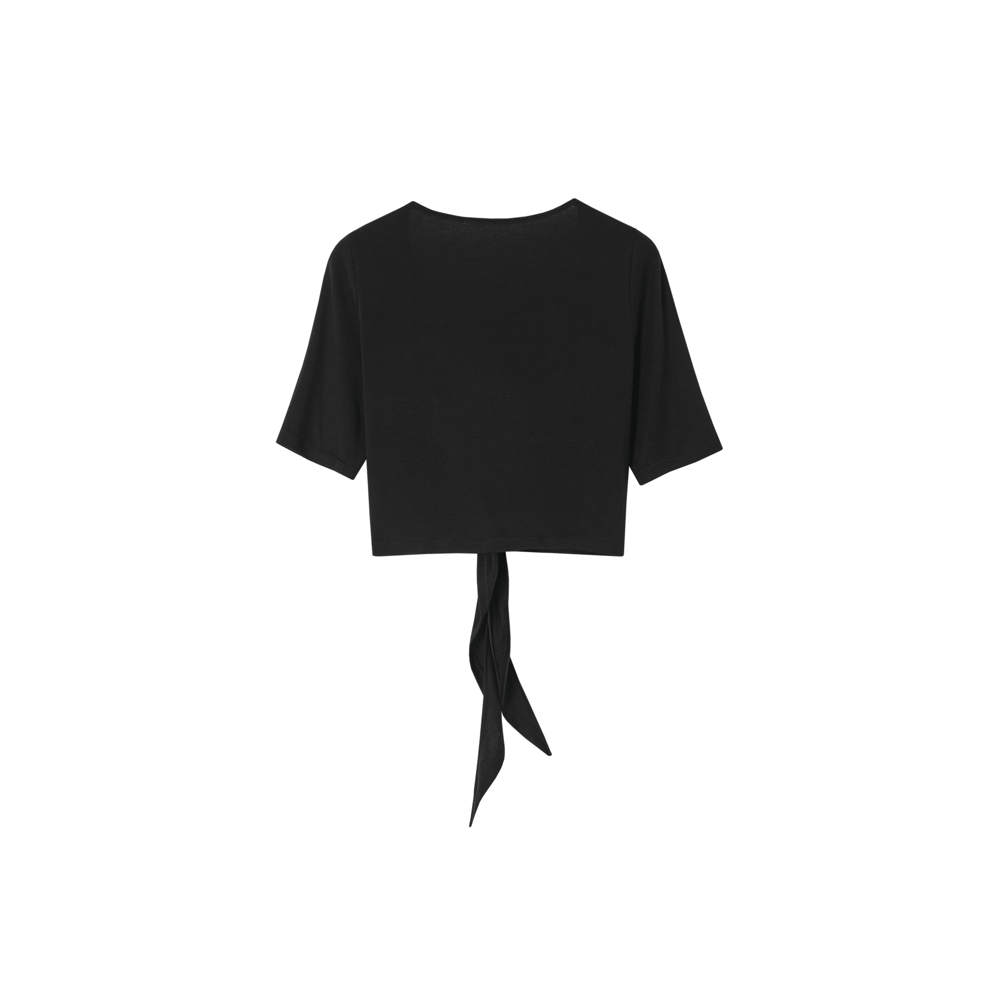 SOMESOWE Tie-waist Mid-sleeve Knit Cardigan in Black | MADAX