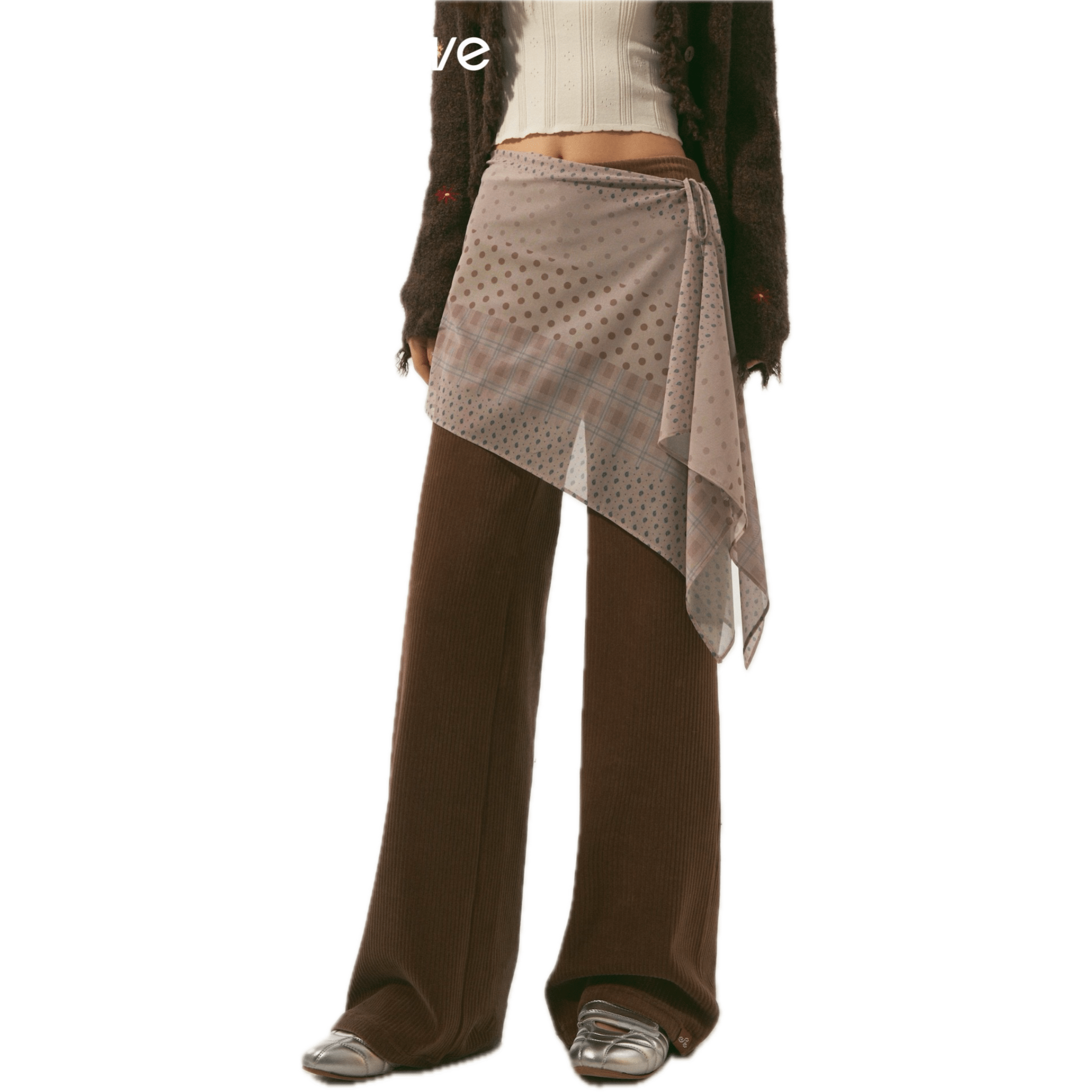 SOMESOWE Tie - Wrap Skirt Curtain in Brown | MADAX