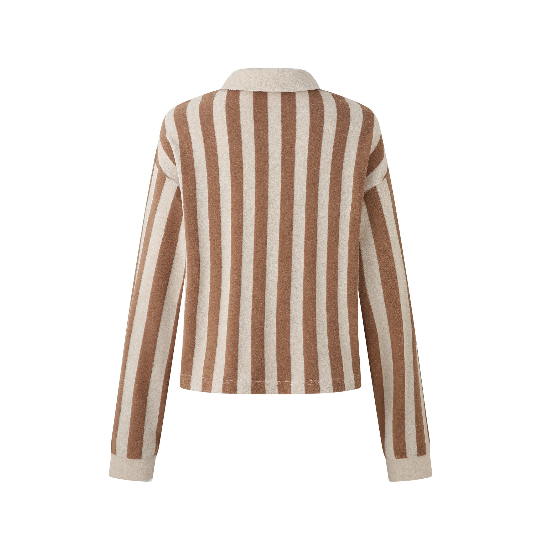 DIANA VEVINA Towel Material Striped Polo Shirt | MADA IN CHINA