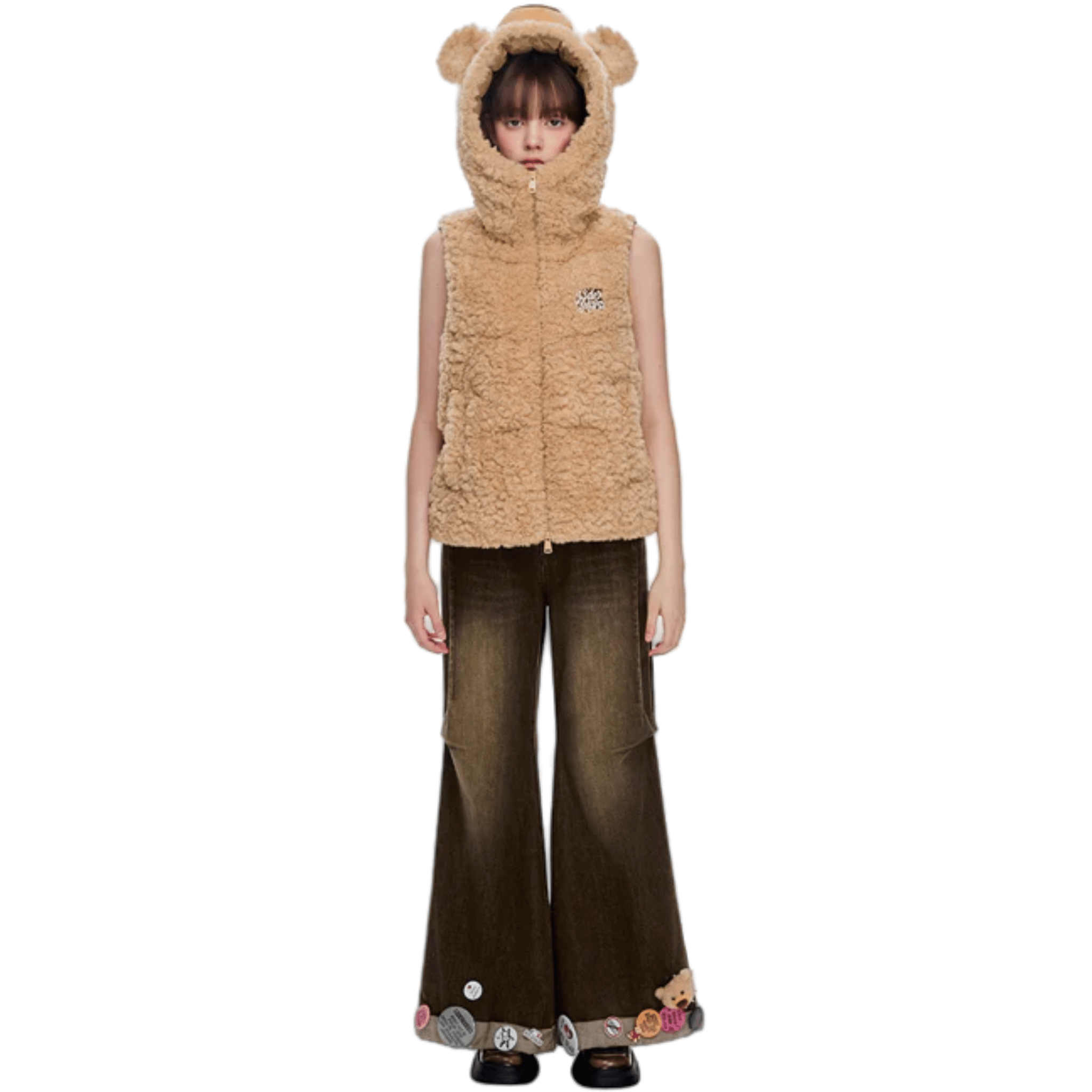 13DE MARZO Transformation Doll Down Vest in Khaki | MADAX