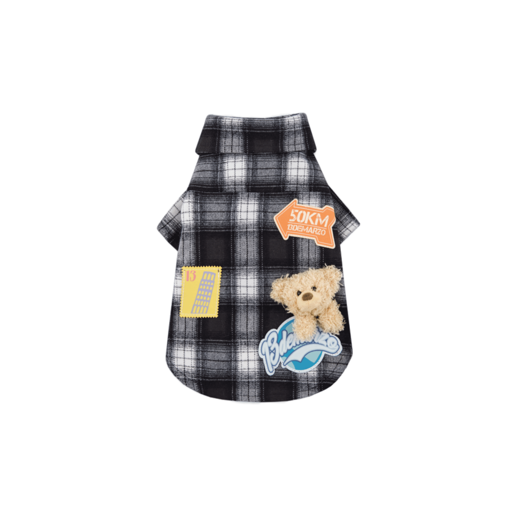 13DE MARZO Travel Bear Pet Shirt in Black | MADAX