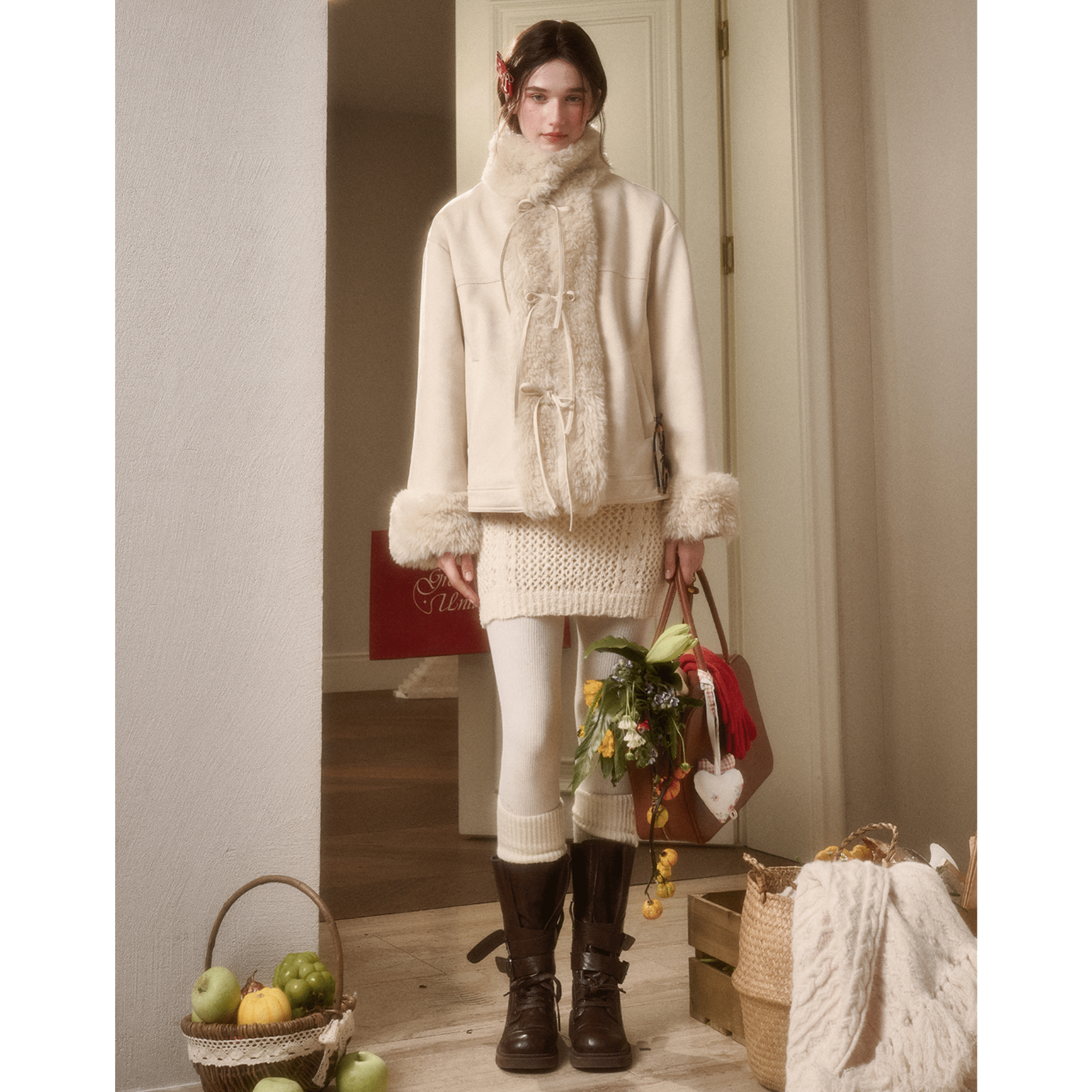 Group of Universe "Travel Plans" Plush Coat in White | MADAX