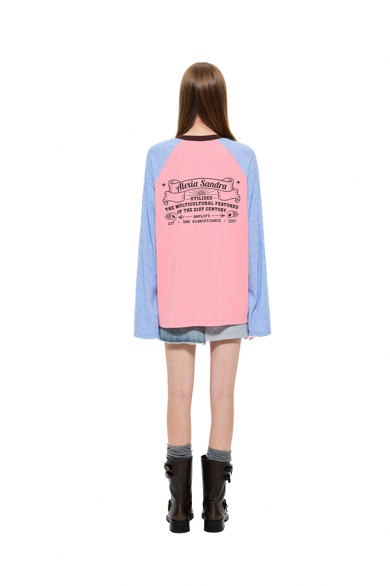 ALEXIA SANDRA Trojan Rabbit Contrast Raglan Sleeves in Pink | MADA IN CHINA