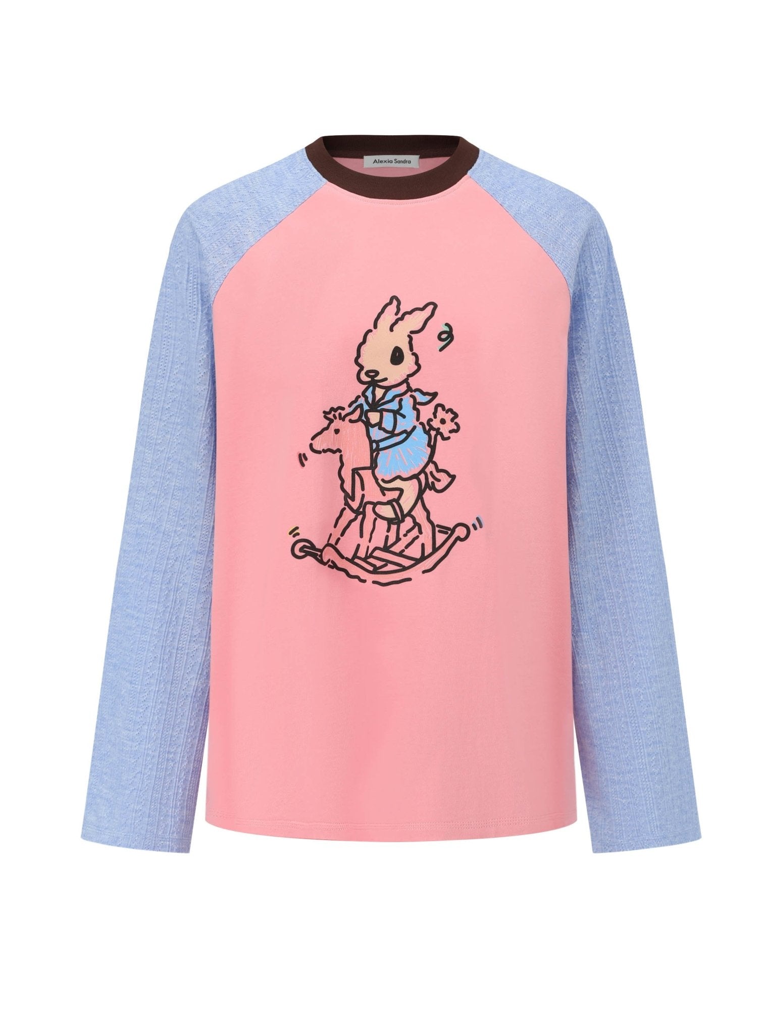 ALEXIA SANDRA Trojan Rabbit Contrast Raglan Sleeves in Pink | MADA IN CHINA