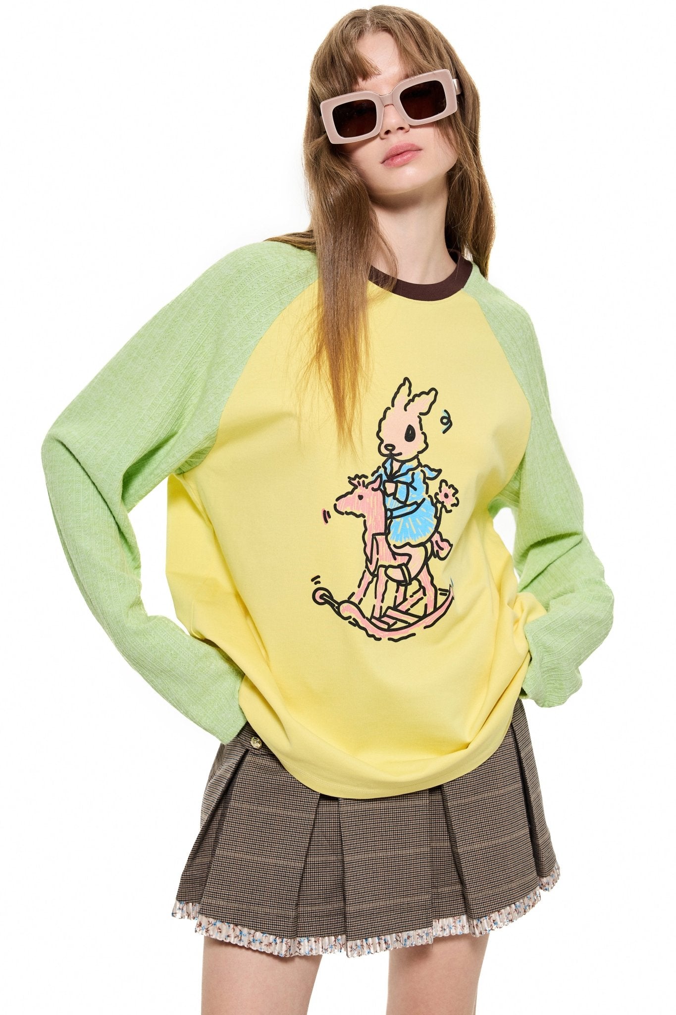 ALEXIA SANDRA Trojan Rabbit Contrast Raglan Sleeves in Yellow | MADA IN CHINA