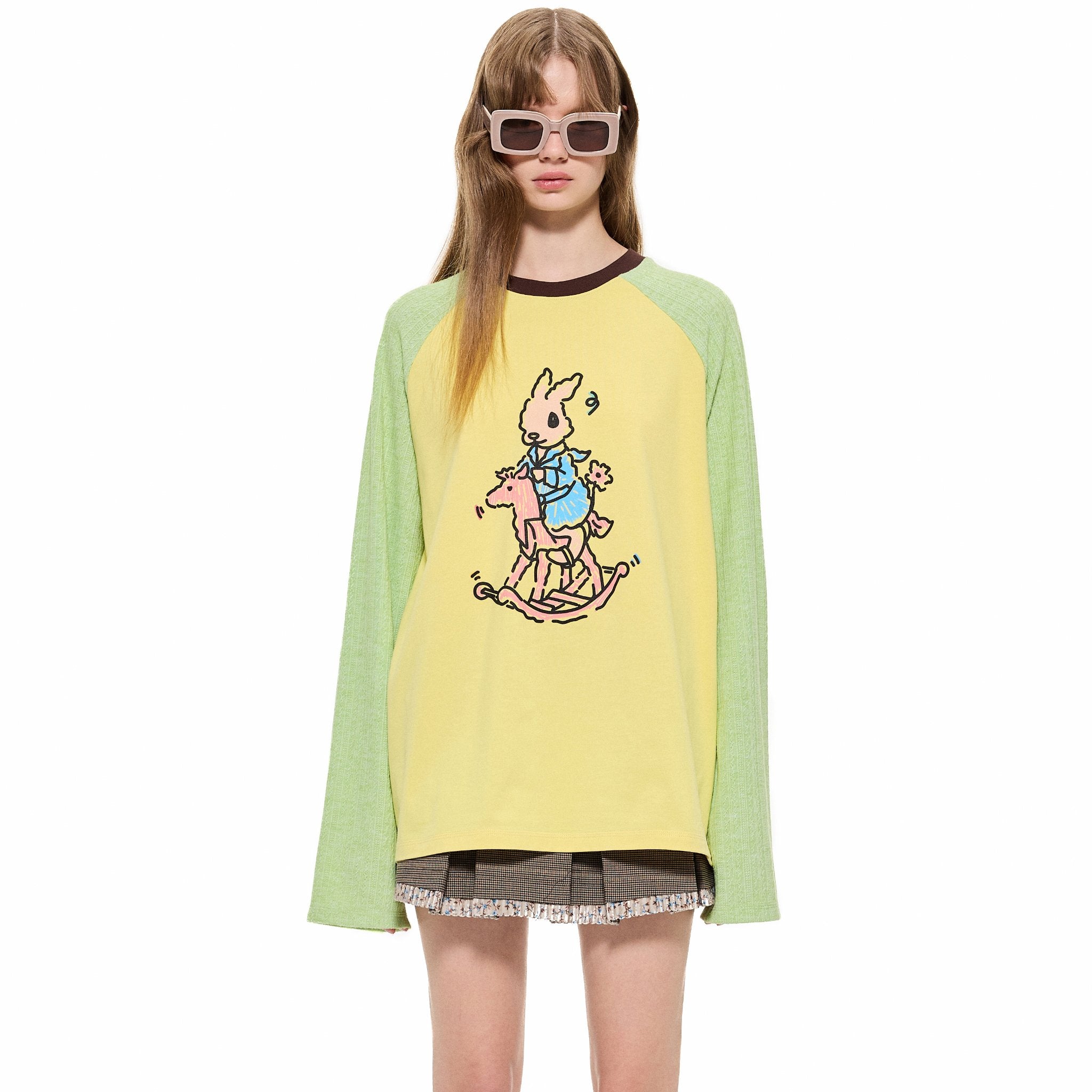 ALEXIA SANDRA Trojan Rabbit Contrast Raglan Sleeves in Yellow | MADA IN CHINA