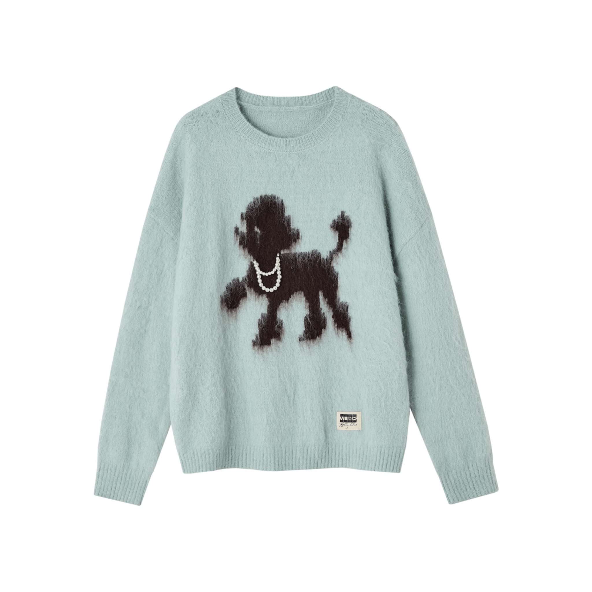 SOMESOWE Tsundere Puppy Crew Neck Sweater in Green | MADAX
