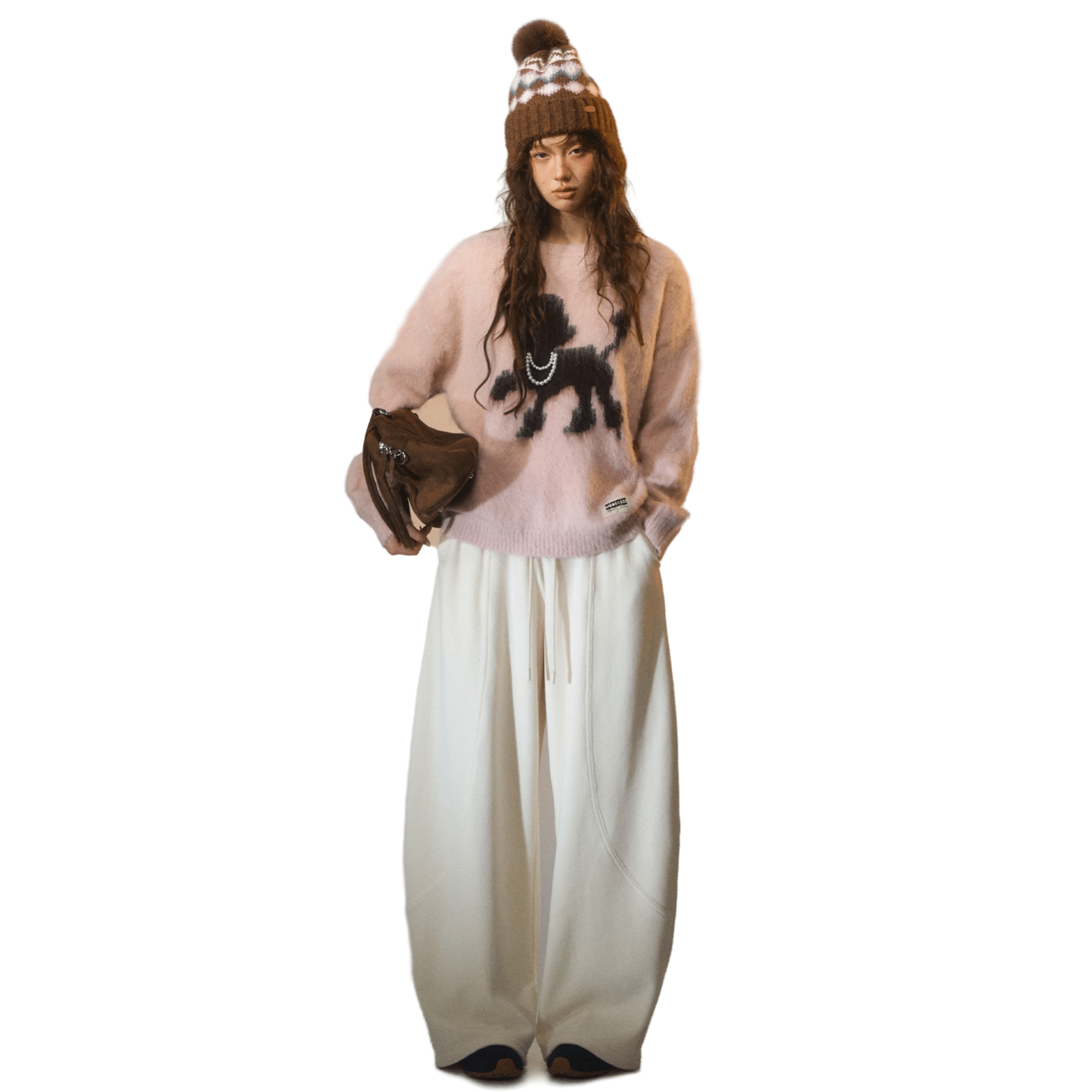 SOMESOWE Tsundere Puppy Crew Neck Sweater in Pink | MADAX