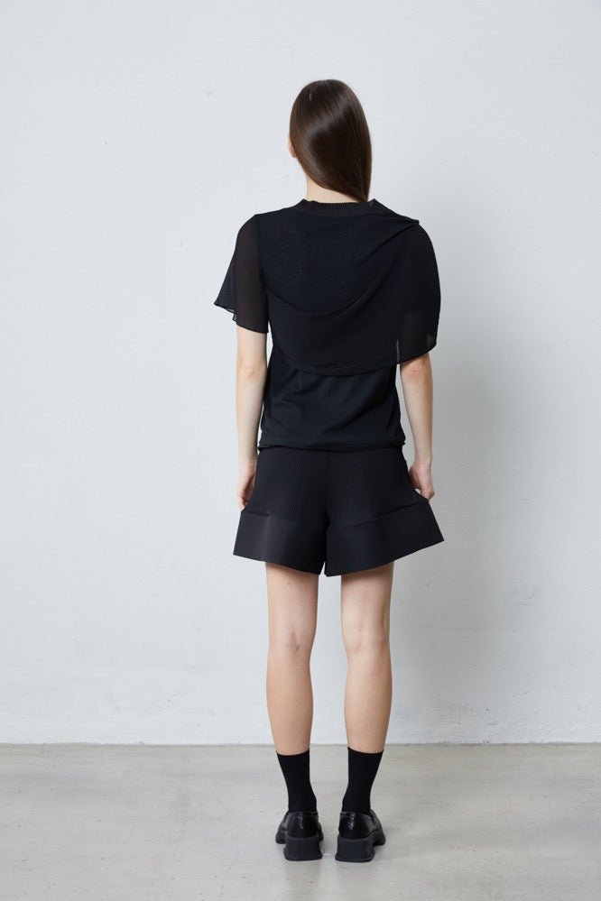 FENGYI TAN Turn-over Pintuck Beaded T-shirt | MADA IN CHINA