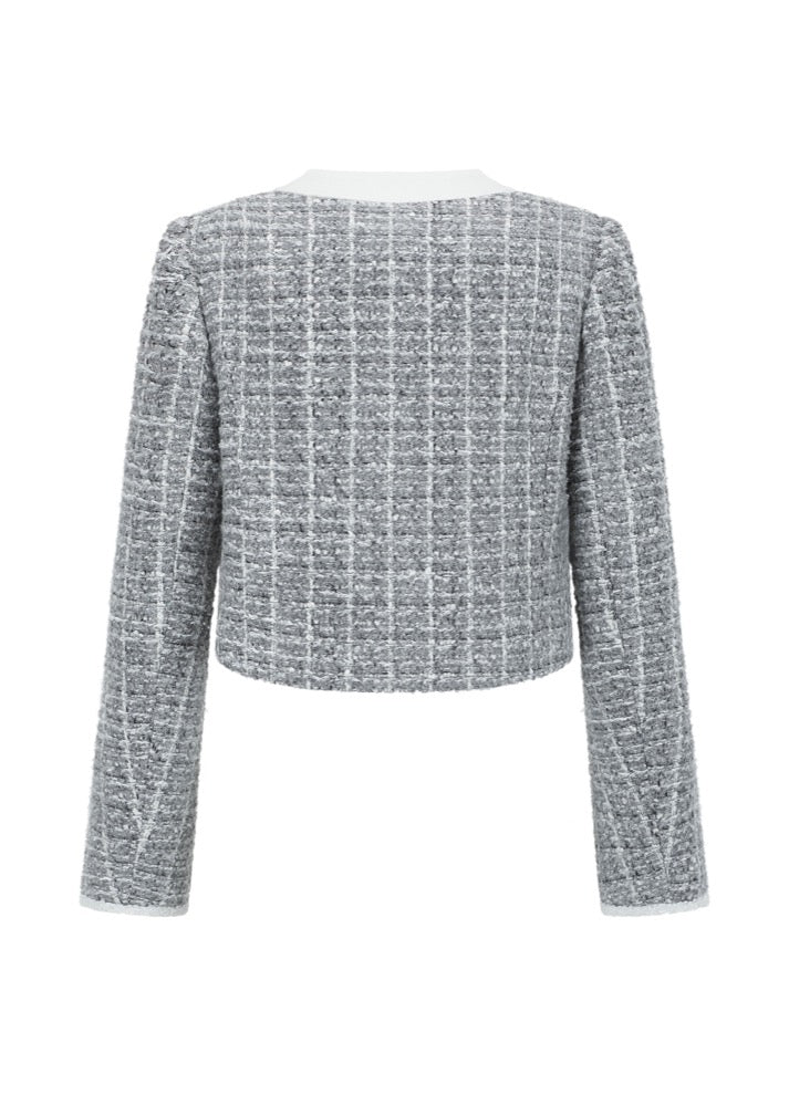 ALEXIA SANDRA Tweed Single - Breast Blazer Grey | MADA IN CHINA